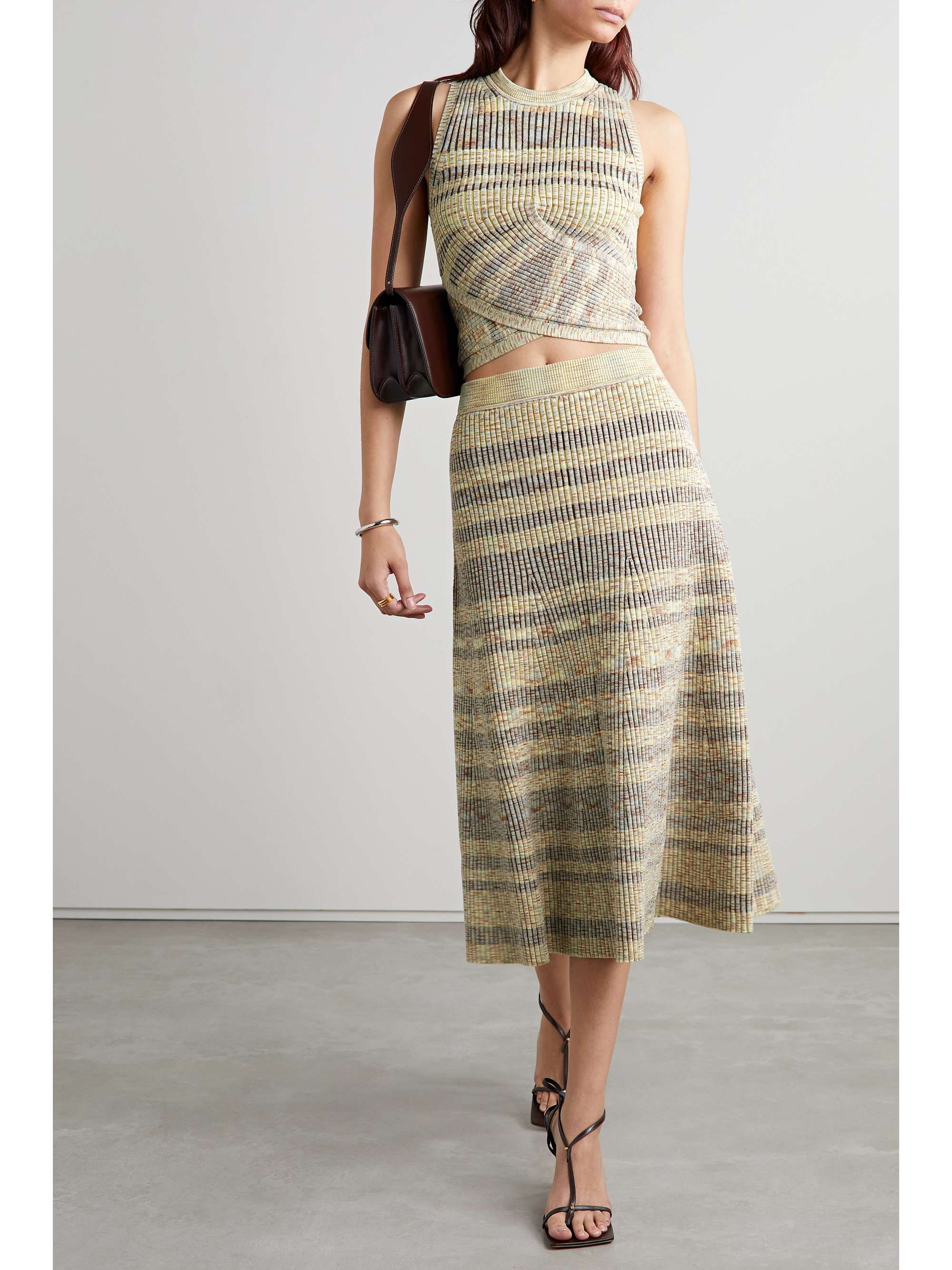 SIMKHAI Simona ribbed cottonblend jacquard midi skirt NETAPORTER