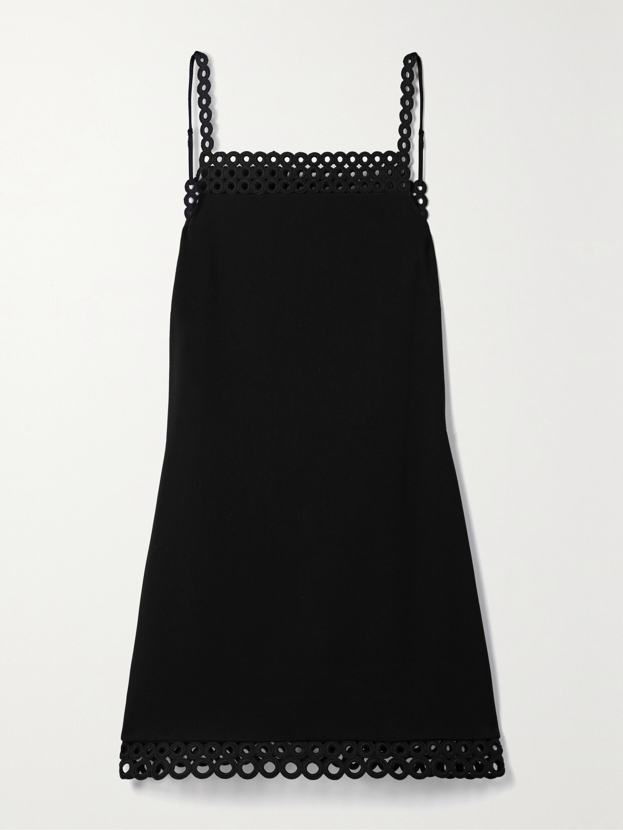 Simkhai Marlie Crochet Ring Crepe Mini Dress In Black