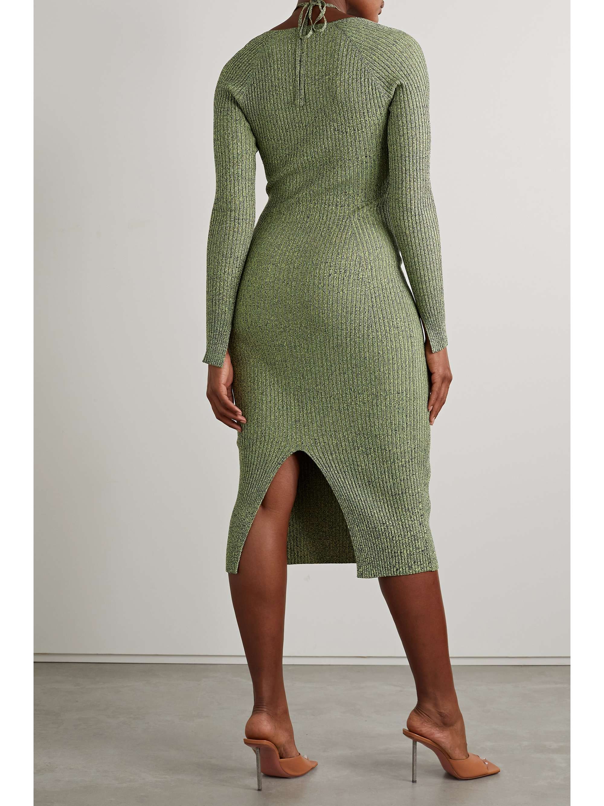 Green Elijah cutout ribbedknit midi dress JONATHAN SIMKHAI NETA