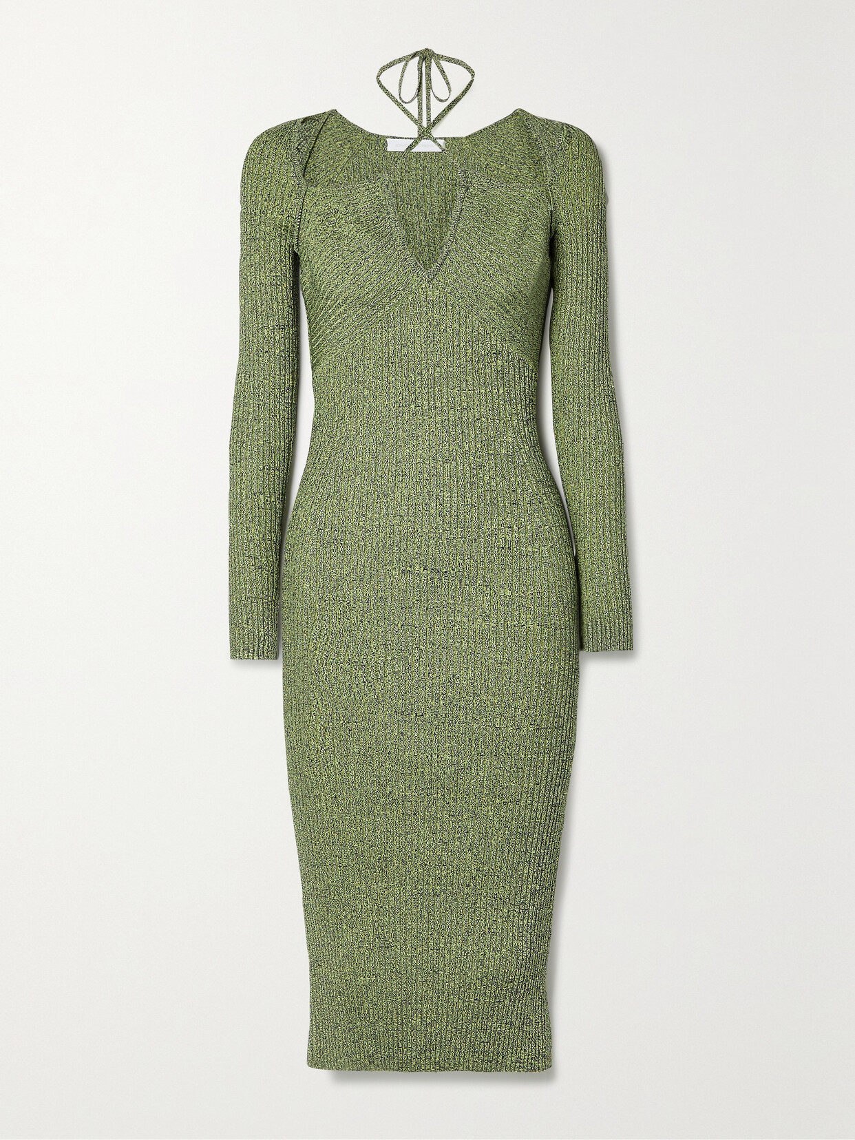 SIMKHAI Elijah Cutout Ribbed-knit Midi Dress - Green