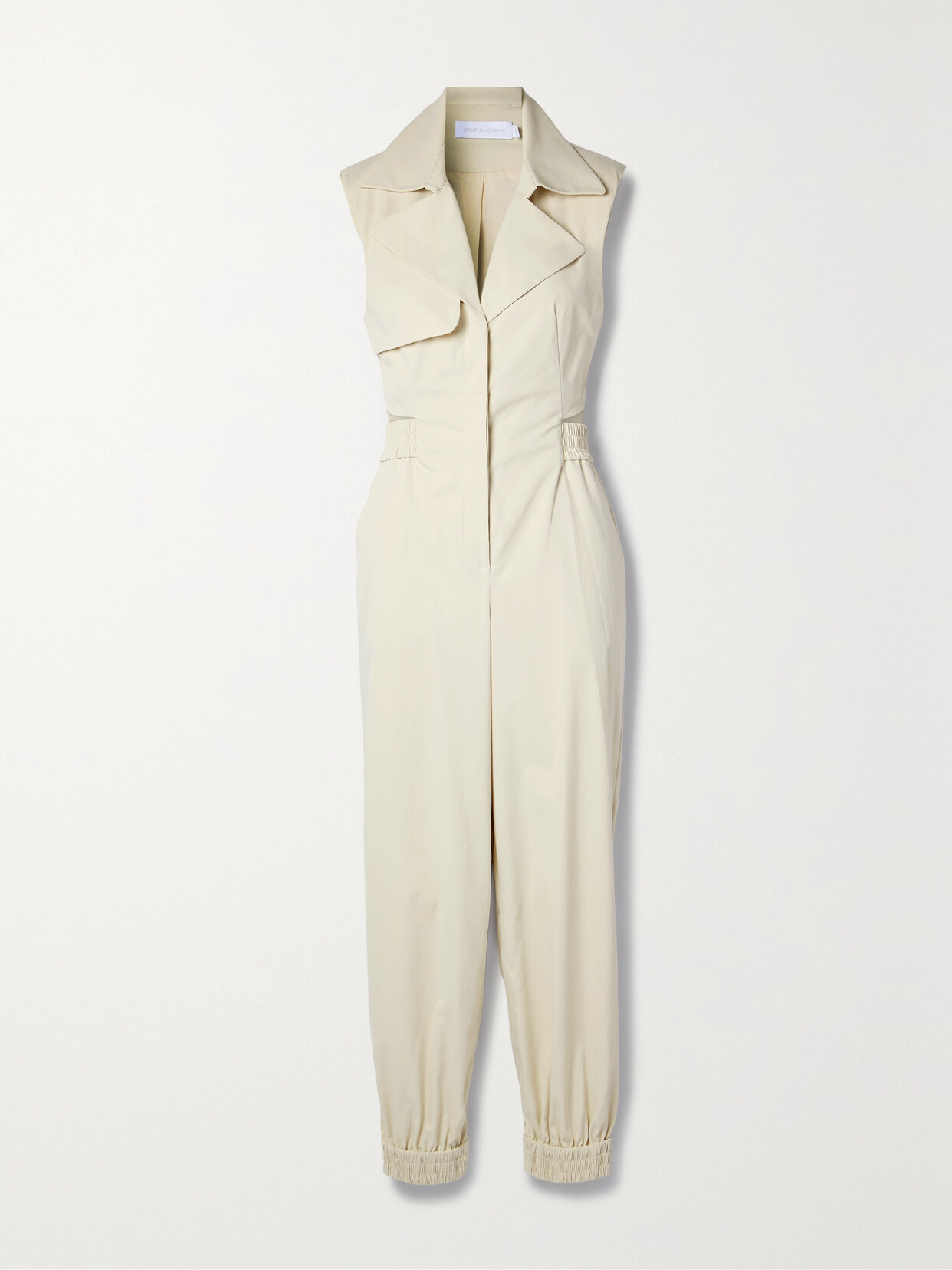 Shop Jonathan Simkhai Rayley Cutout Crepe Jumpsuit In Off-white