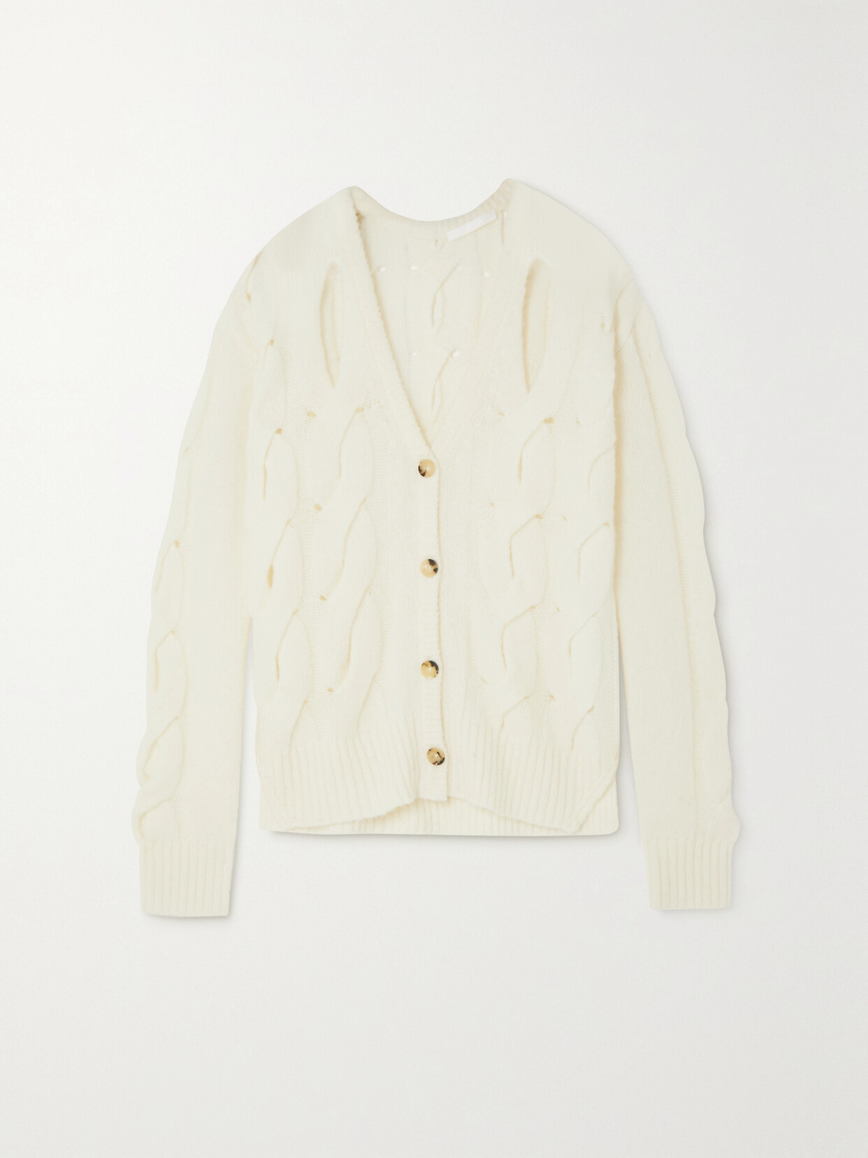 Helmut Lang - Iha Cutout Cable-knit Merino Wool-blend Cardigan - Ivory