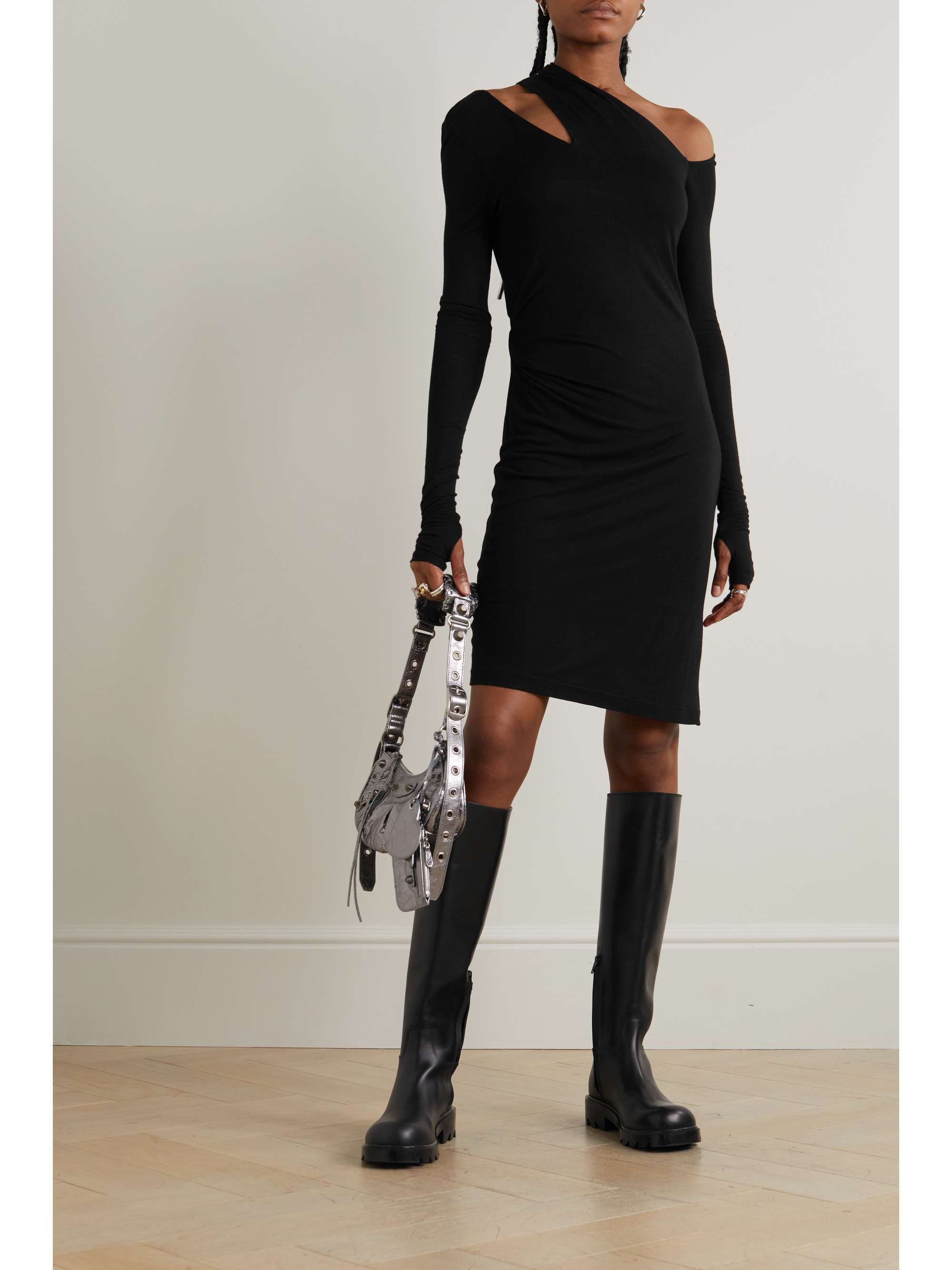 HELMUT LANG Scala asymmetric cutout stretch-jersey mini dress