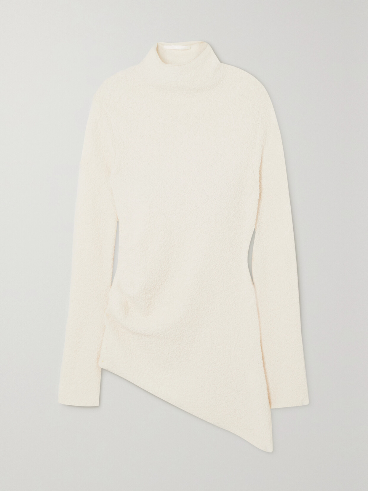 Helmut Lang - Asymmetric Ruched Merino Wool-blend Fleece Sweater - Ivory