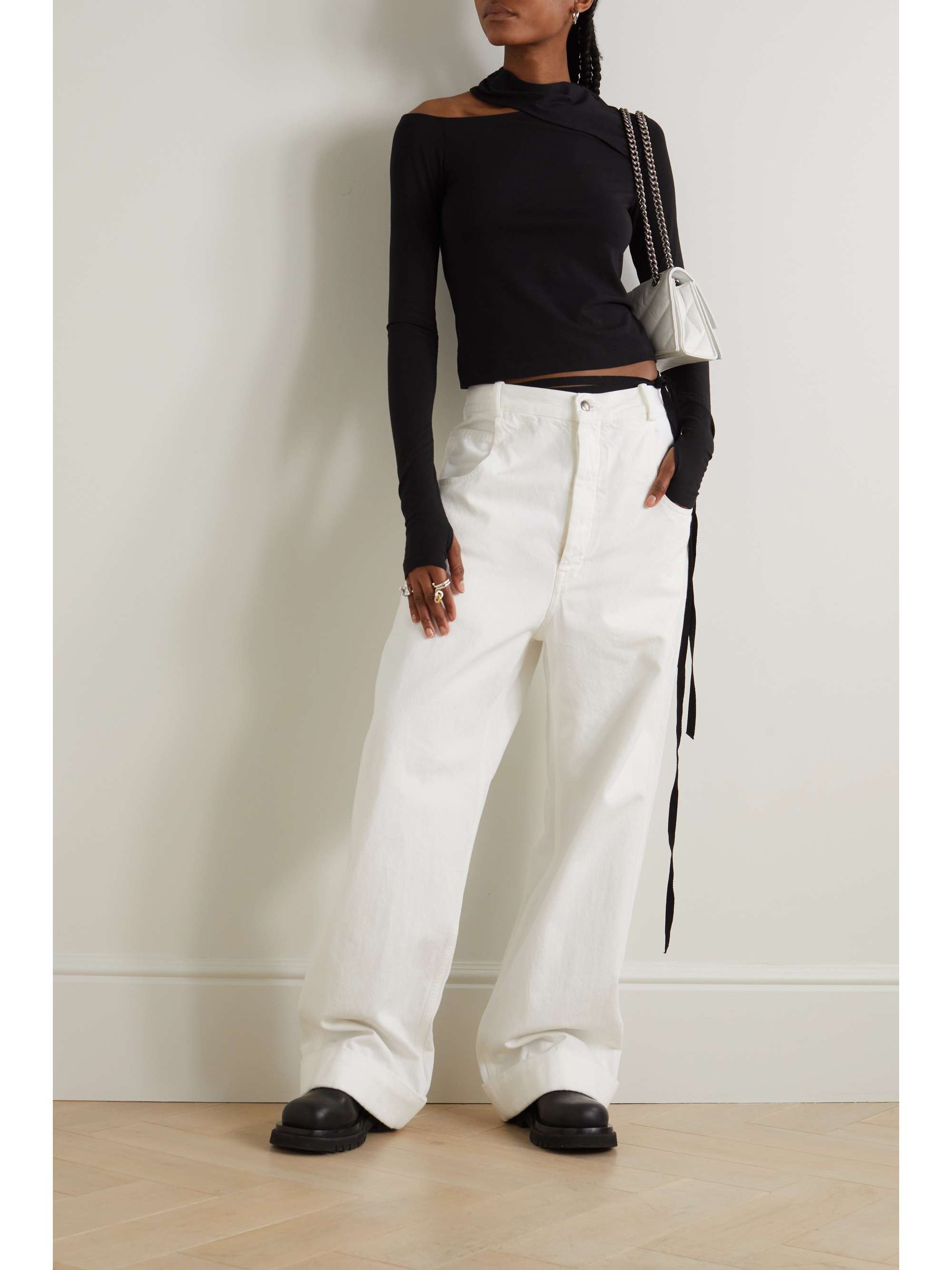 HELMUT LANG Slash cutout stretch-jersey top