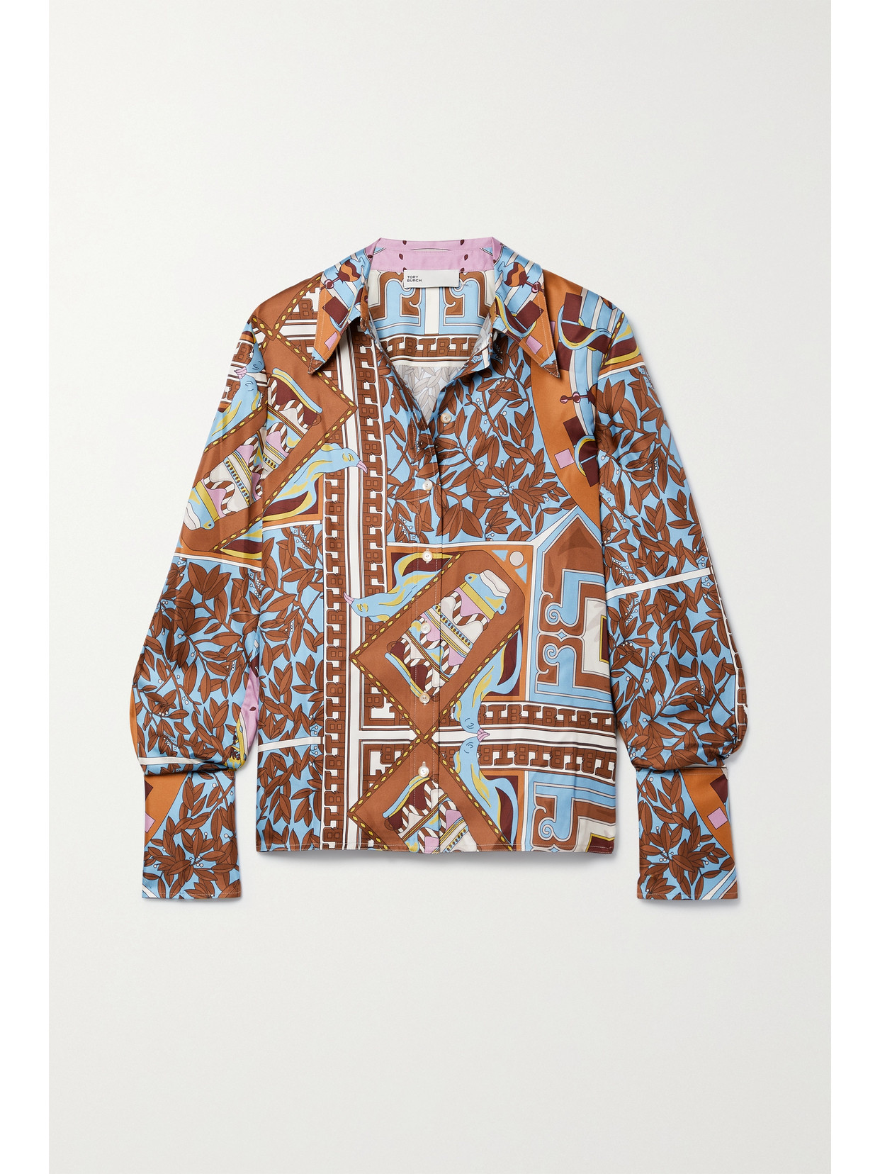 Tory Burch - Printed Silk-twill Shirt - Brown