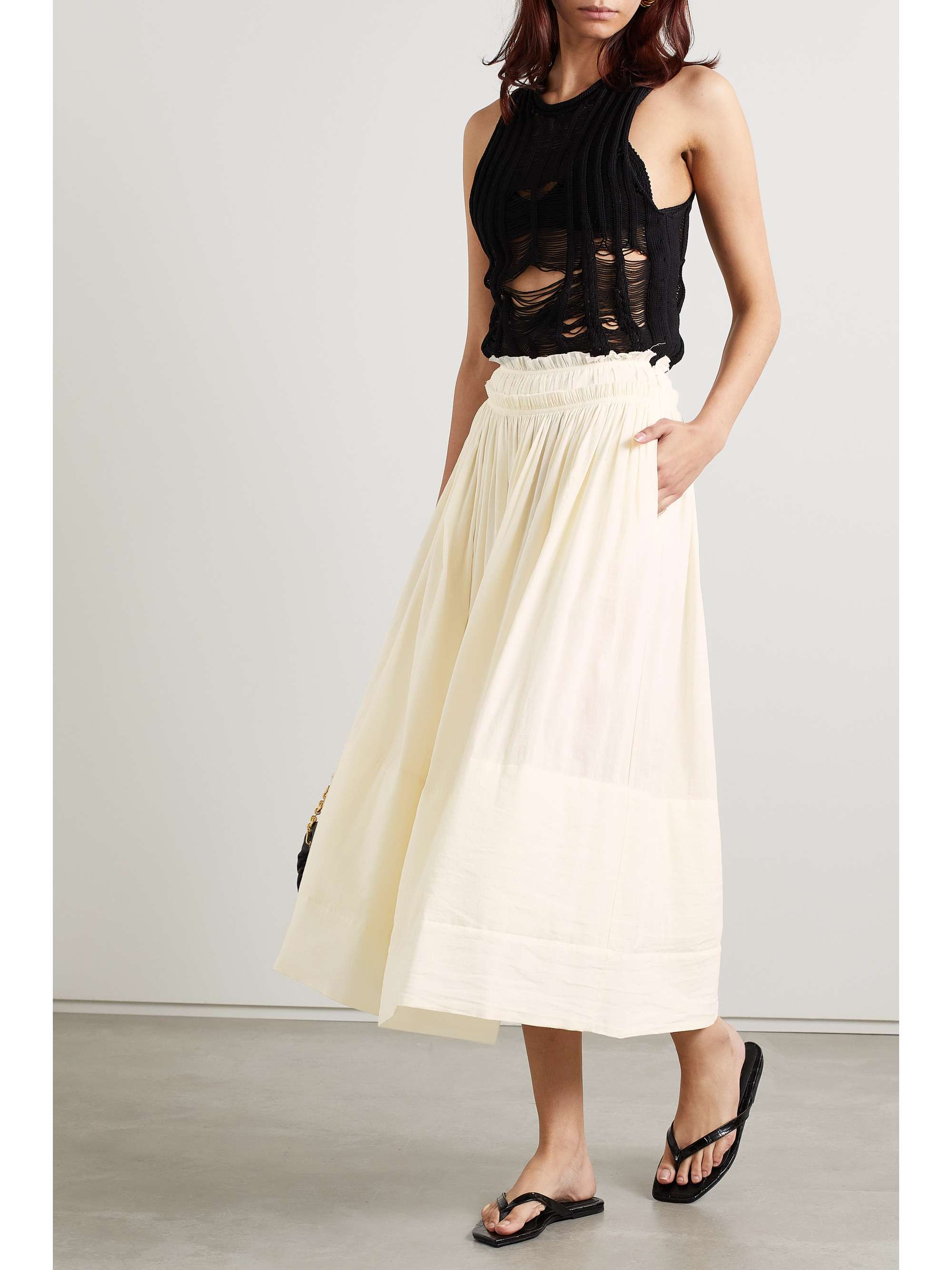 TORY BURCH Layered cotton-gauze midi skirt