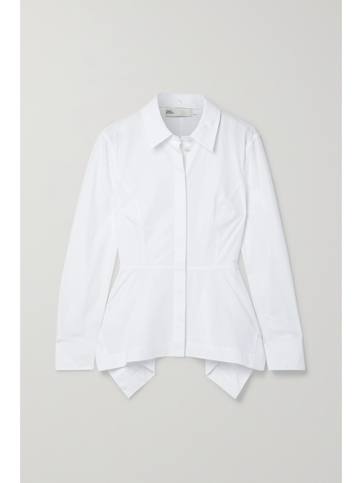 Tory Burch - Cotton-poplin Peplum Shirt - White