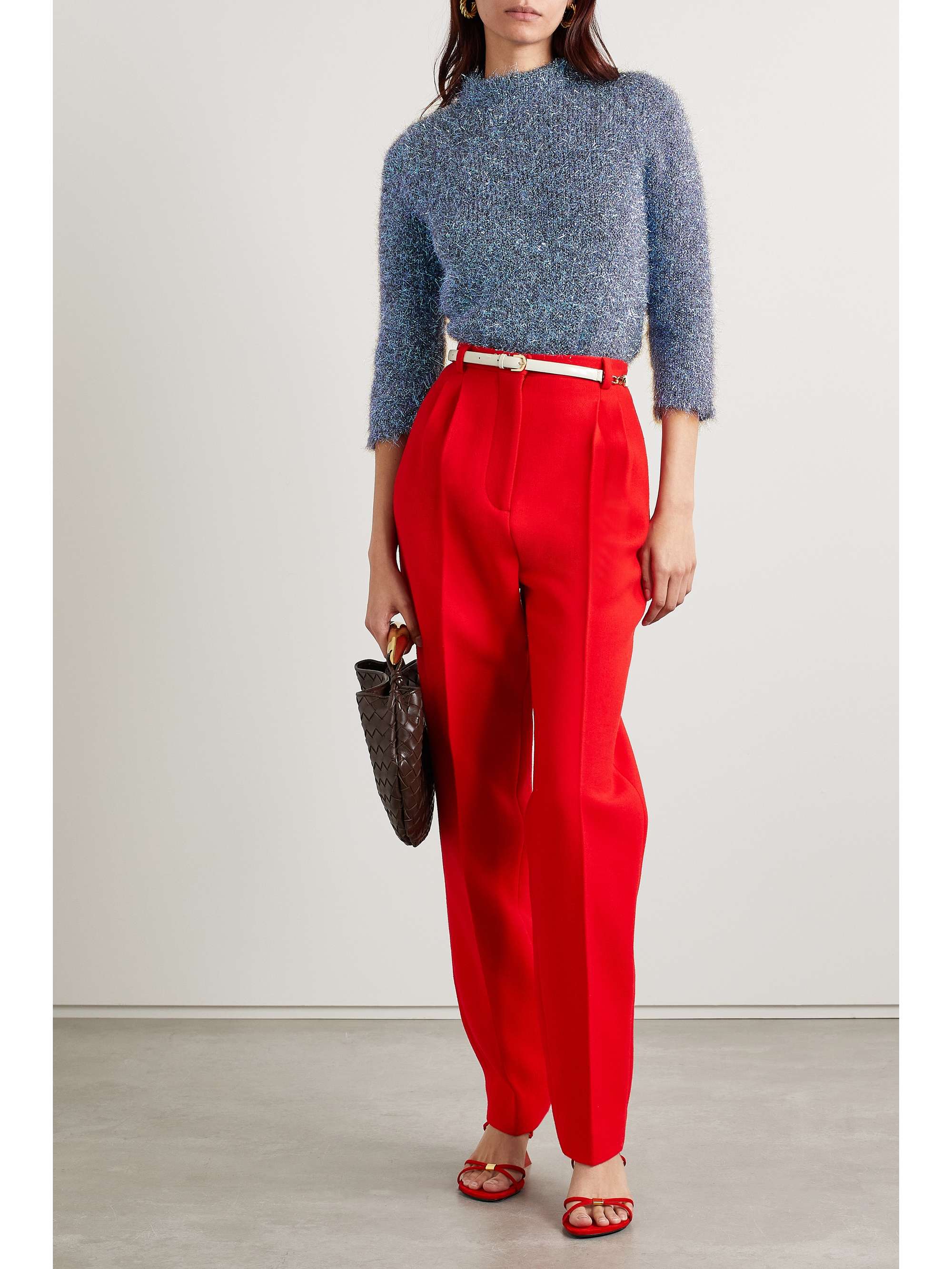 TORY BURCH Pleated wool wide-leg pants