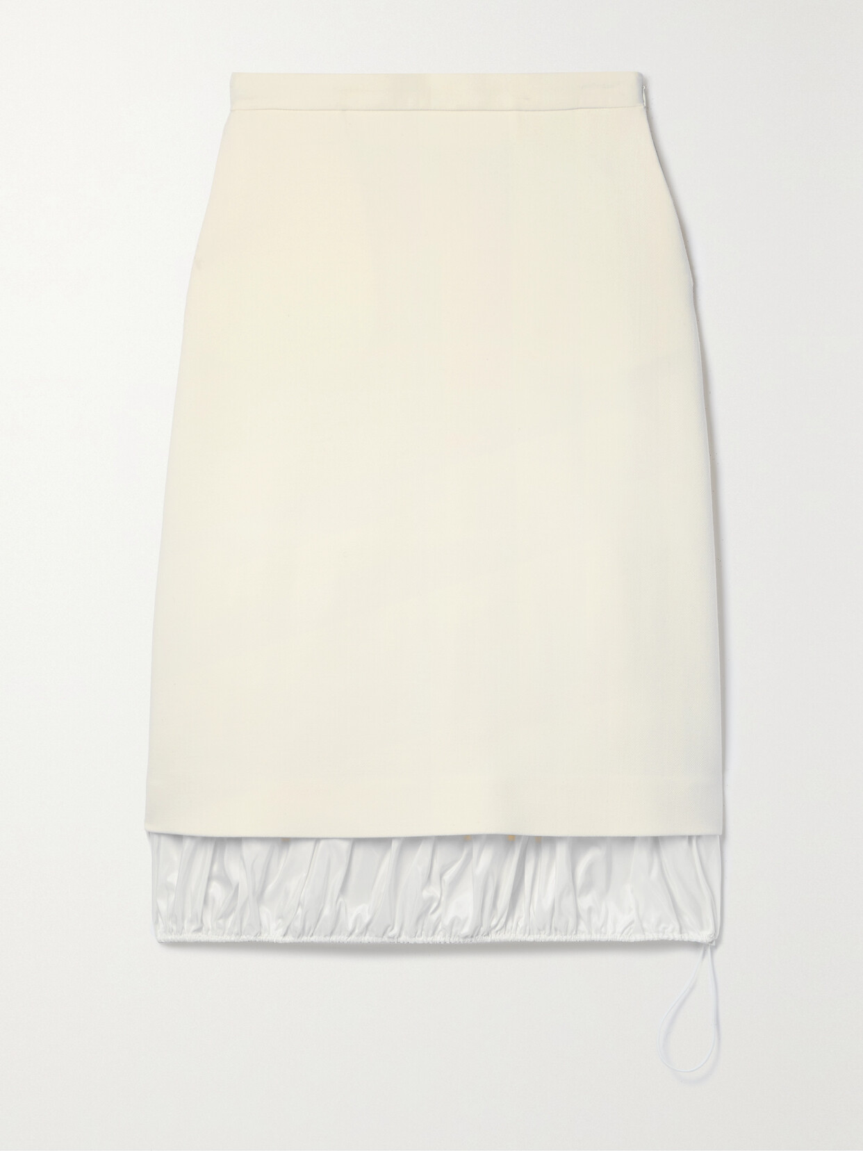 TORY BURCH SILK-TRIMMED WOOL MIDI SKIRT