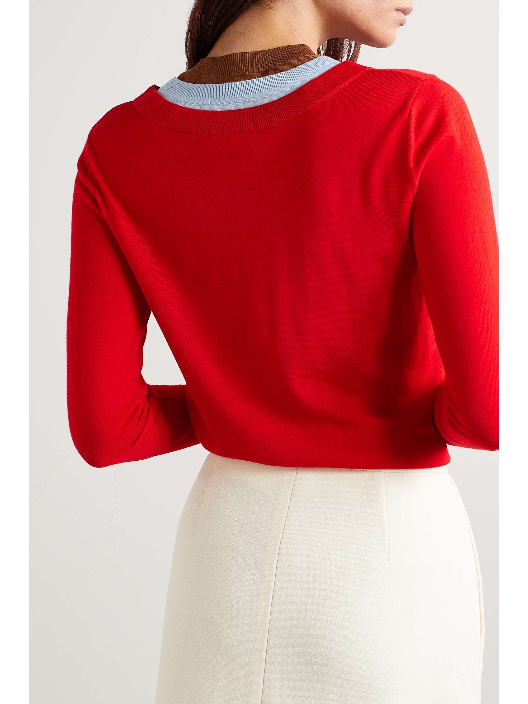 TORY BURCH Layered color-block wool sweater | NET-A-PORTER