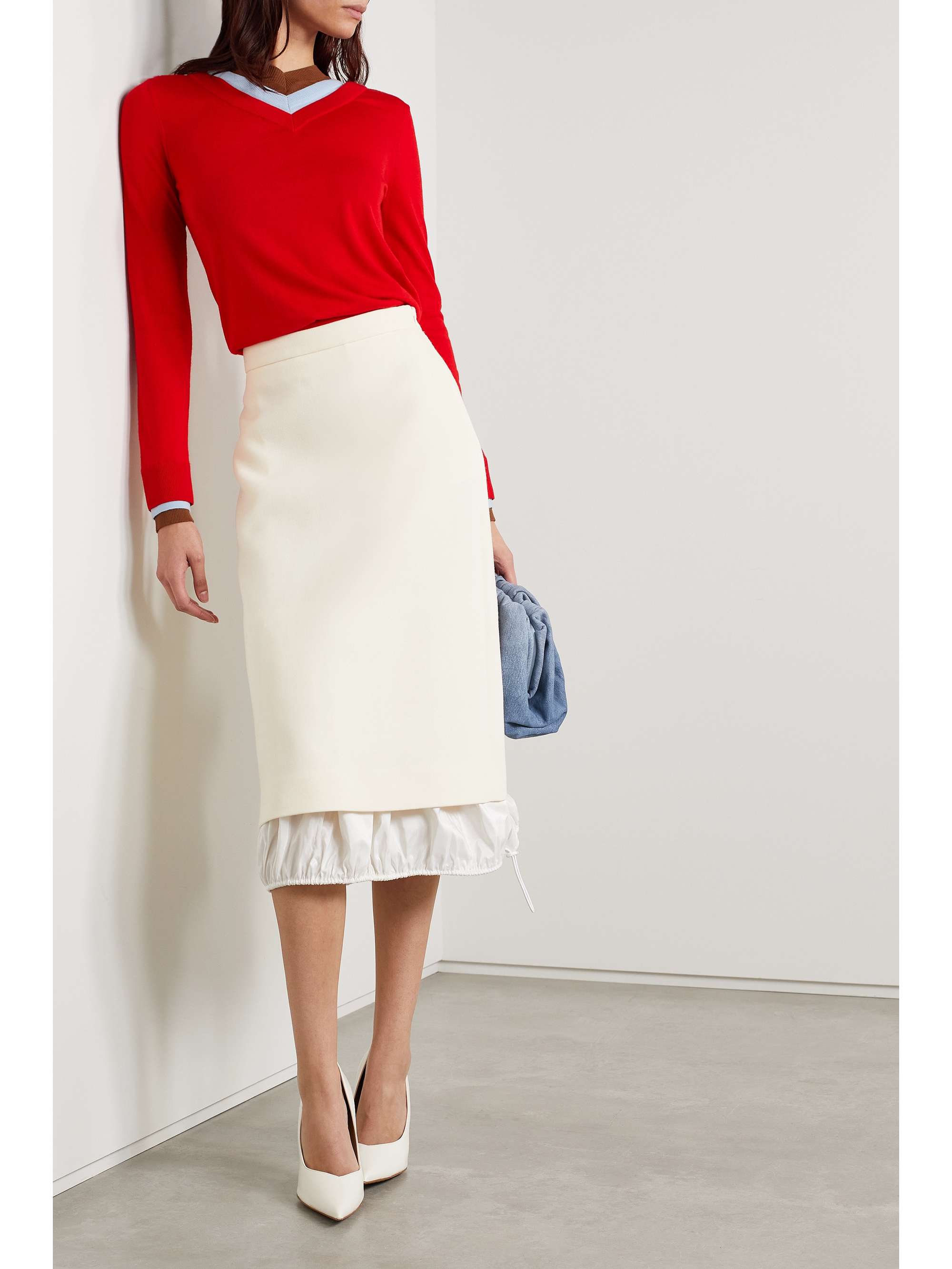 TORY BURCH Layered color-block wool sweater