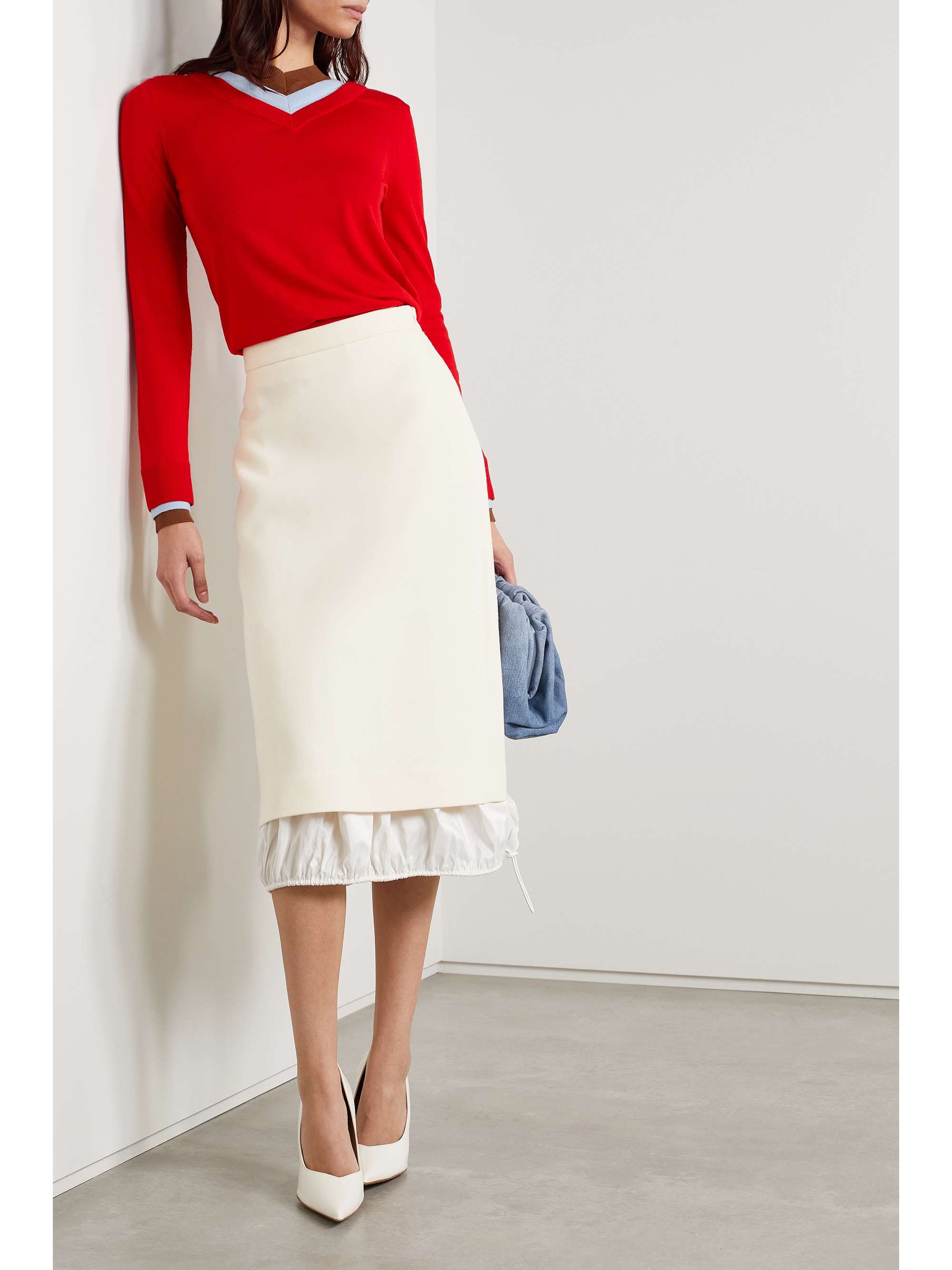 TORY BURCH Layered color-block wool sweater | NET-A-PORTER