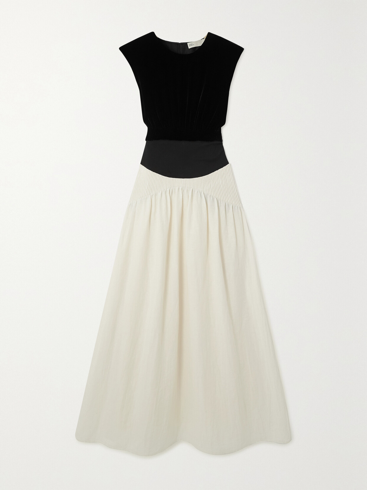 Tory Burch - Two-tone Jersey-trimmed Velvet And Cotton And Linen-blend Maxi Dress - Neutrals