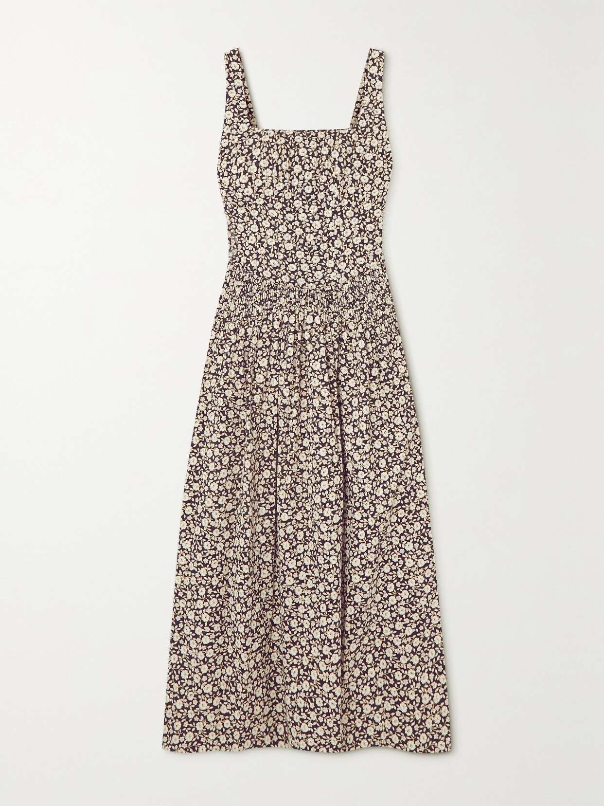 TORY BURCH FLORAL-PRINT SILK MIDI DRESS