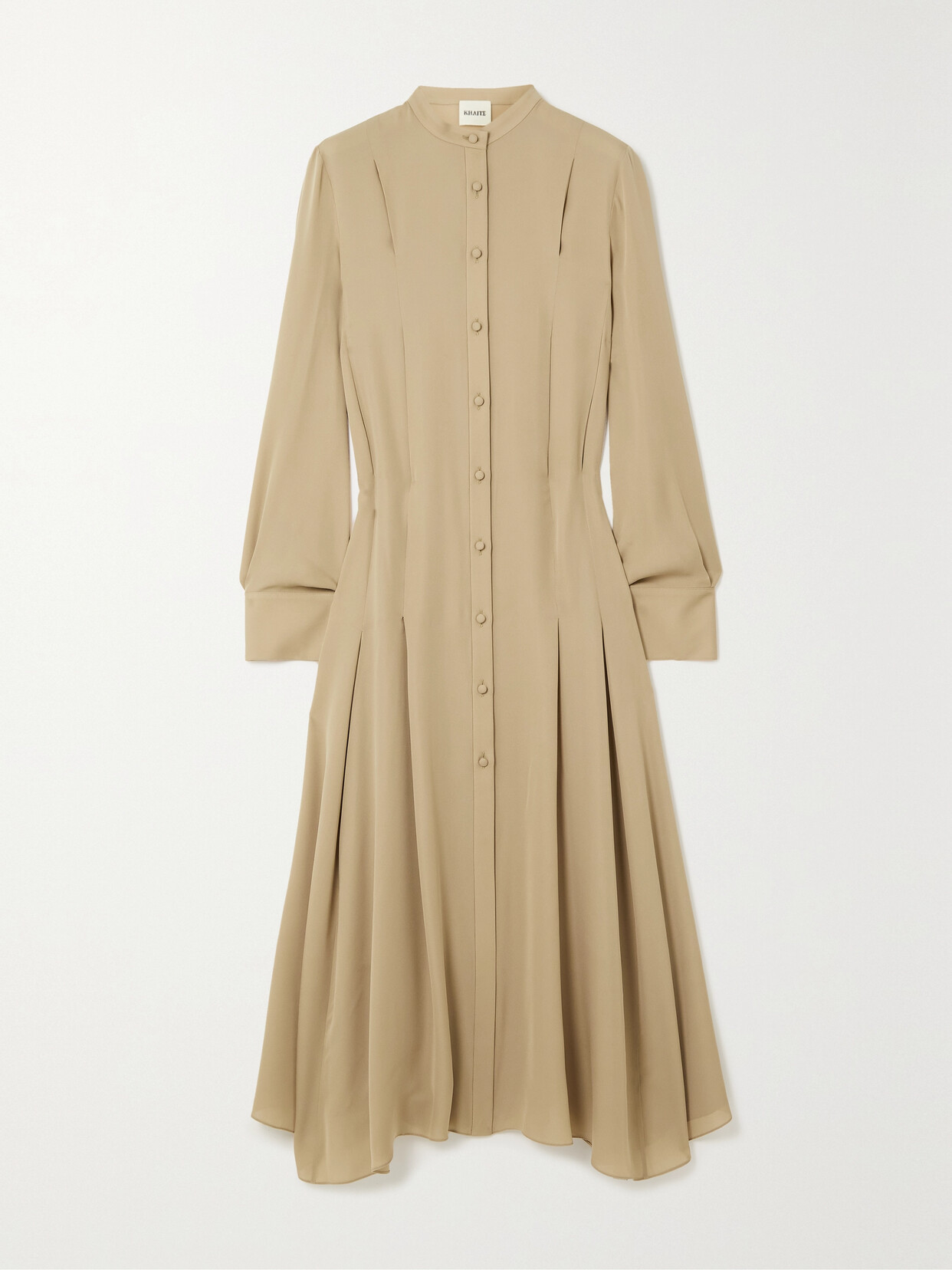 Khaite - Waylon Oversized Pleated Silk-georgette Shirt Dress - Neutrals