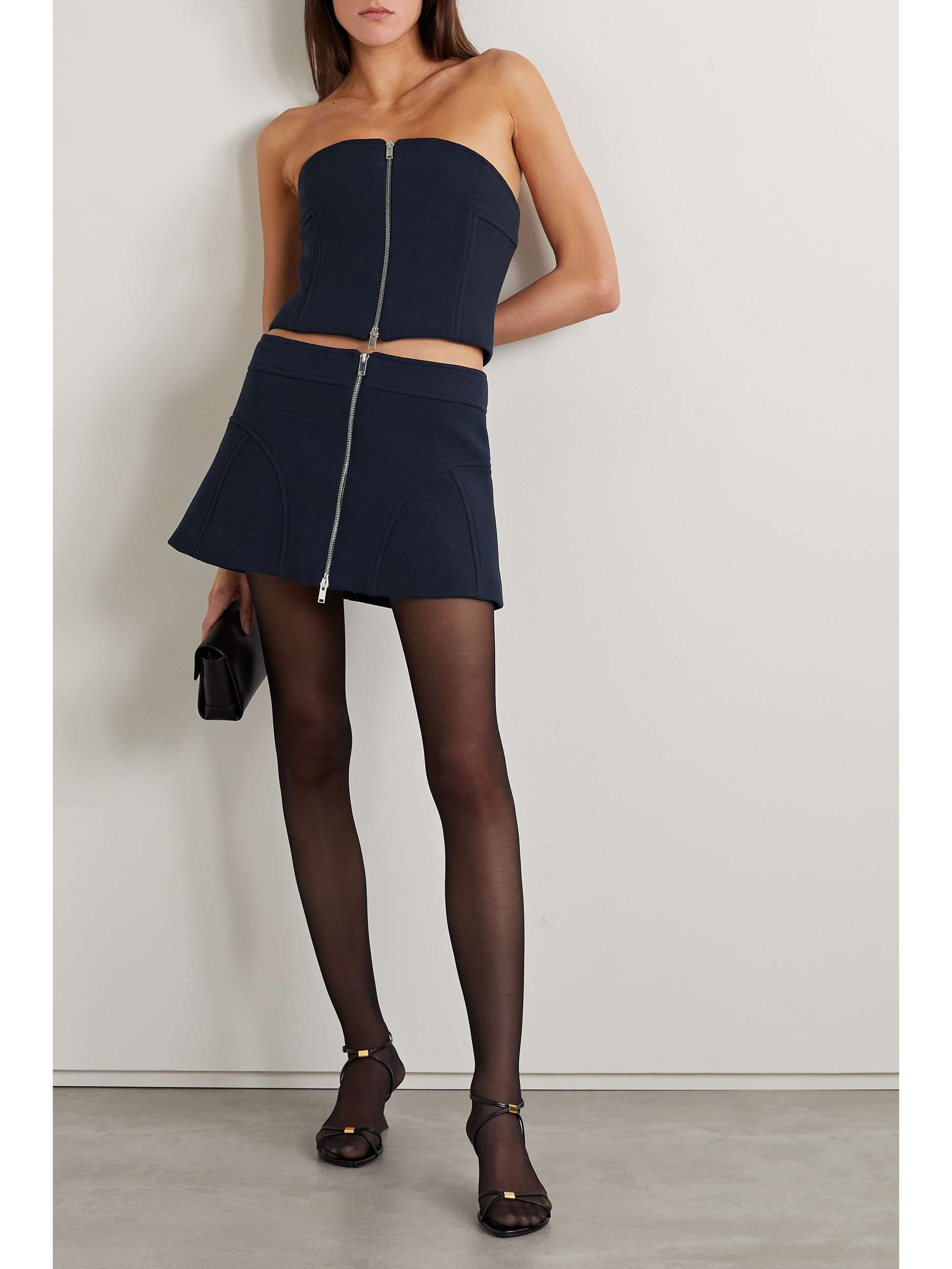 KHAITE Keene wool-crepe mini skirt