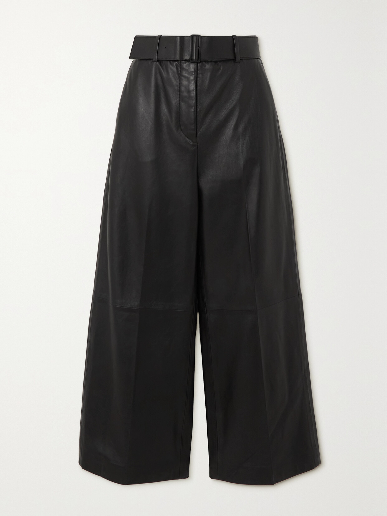 Joseph Taja Belted Cropped Leather Wide-leg Pants - Black