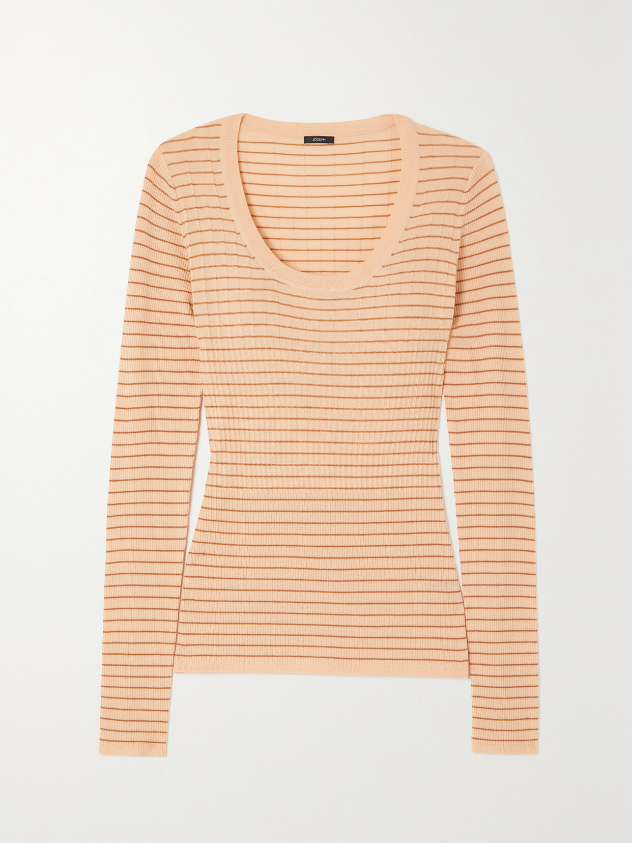 Joseph - Striped Ribbed Merino Wool Top - Orange