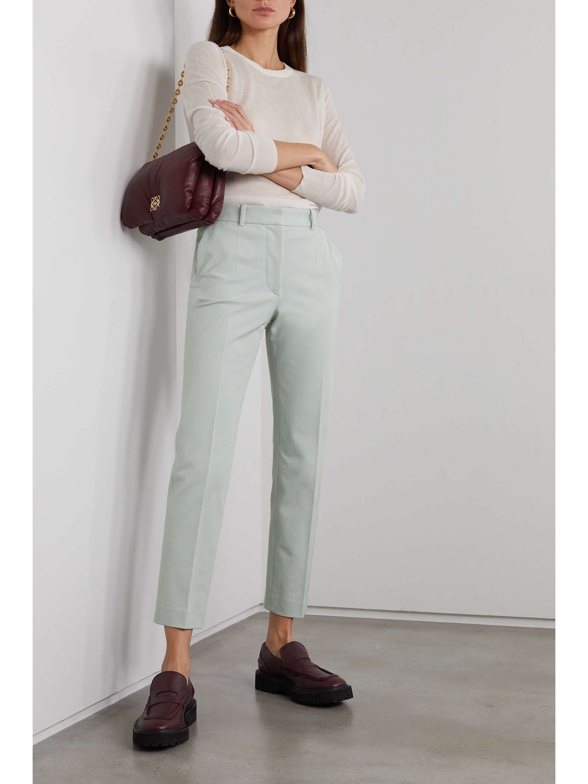 Coleman cropped stretch-gabardine slim-leg pants