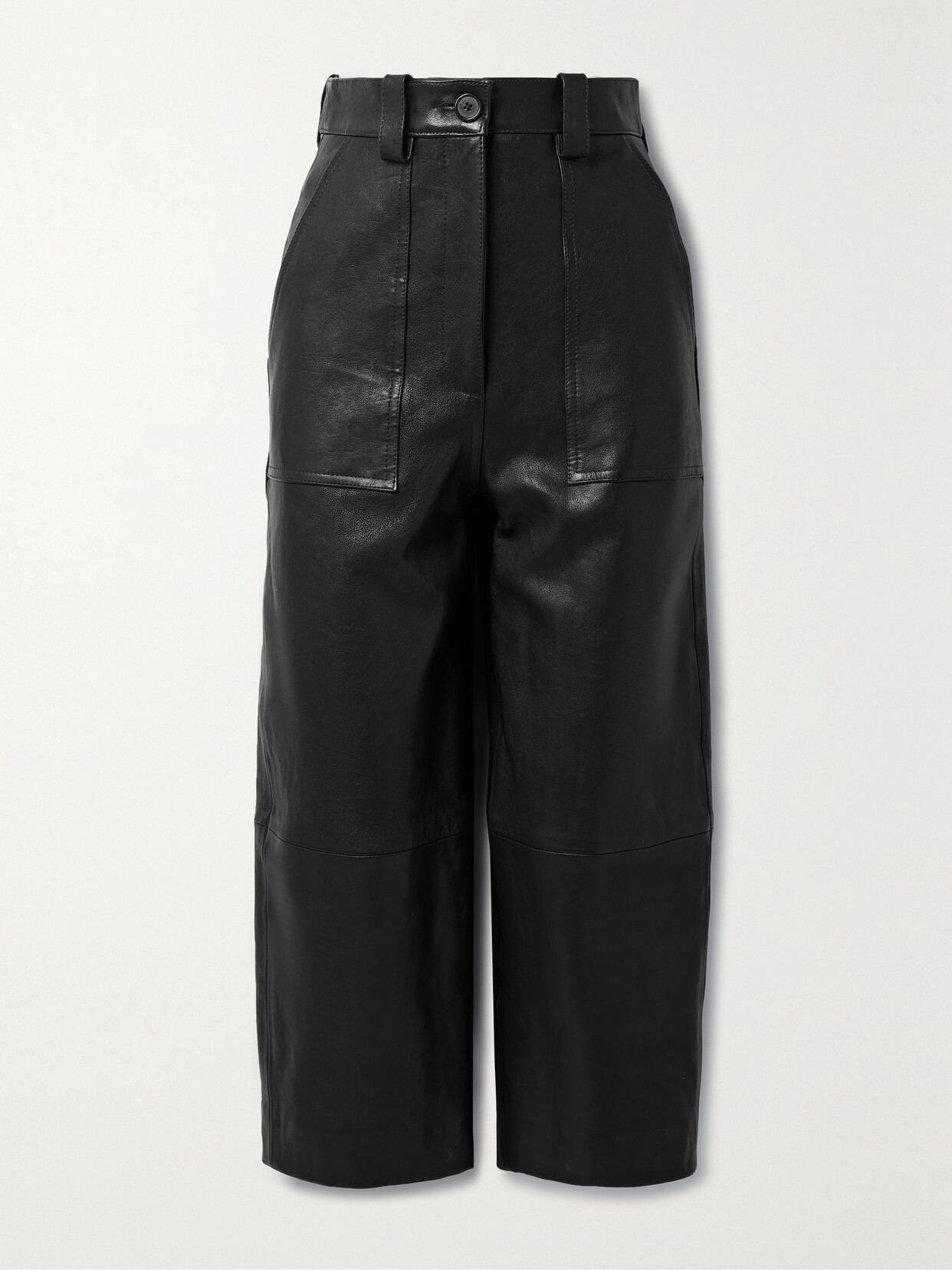 Khaite Hewey Cropped Leather Straight-leg Pants - Brown