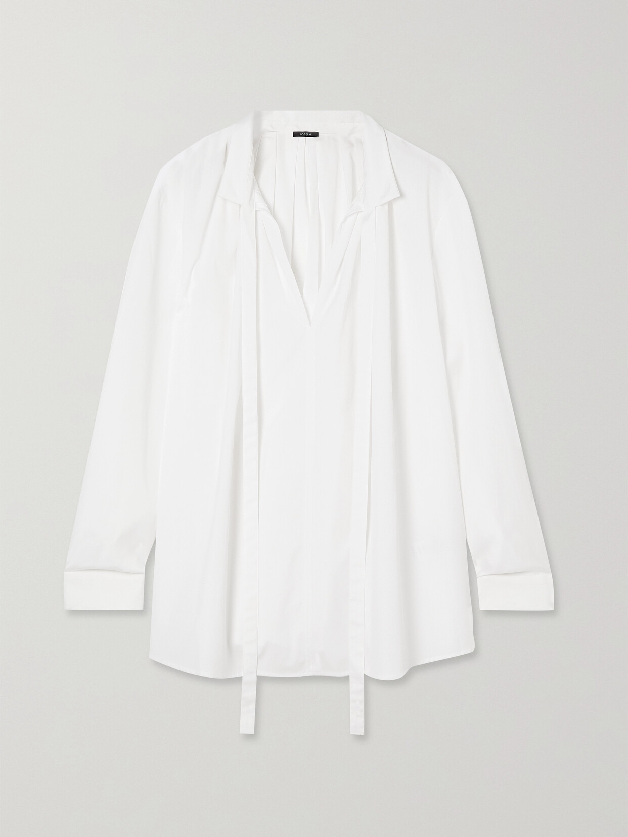 Joseph - Orton Tie-detailed Pleated Cotton-poplin Blouse - White