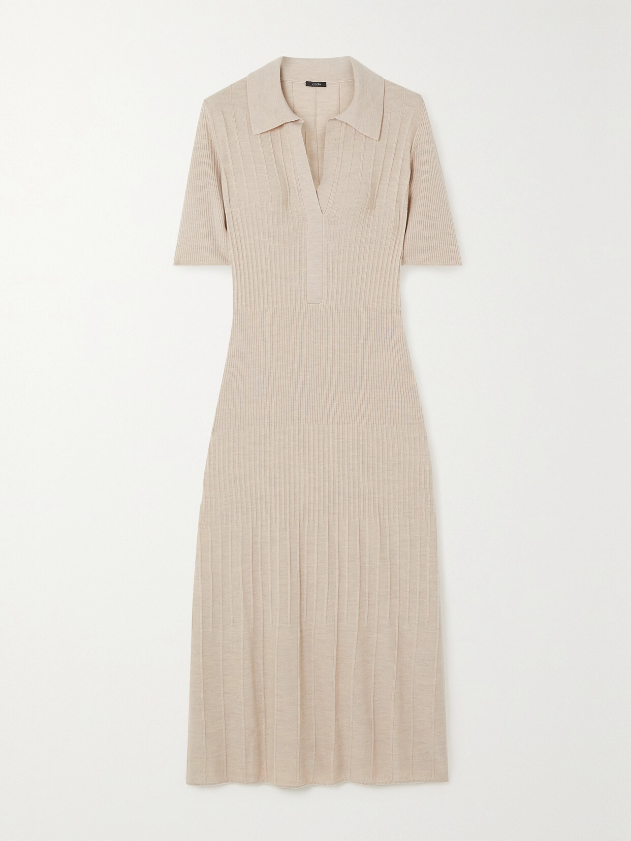 Joseph - Ribbed Merino Wool Midi Dress - Brown