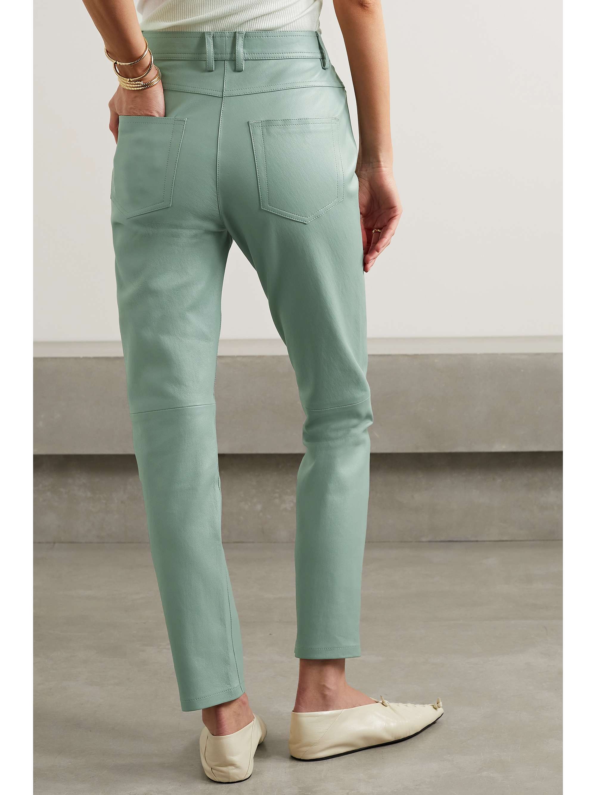 JOSEPH Teddy cropped paneled leather slim-leg pants