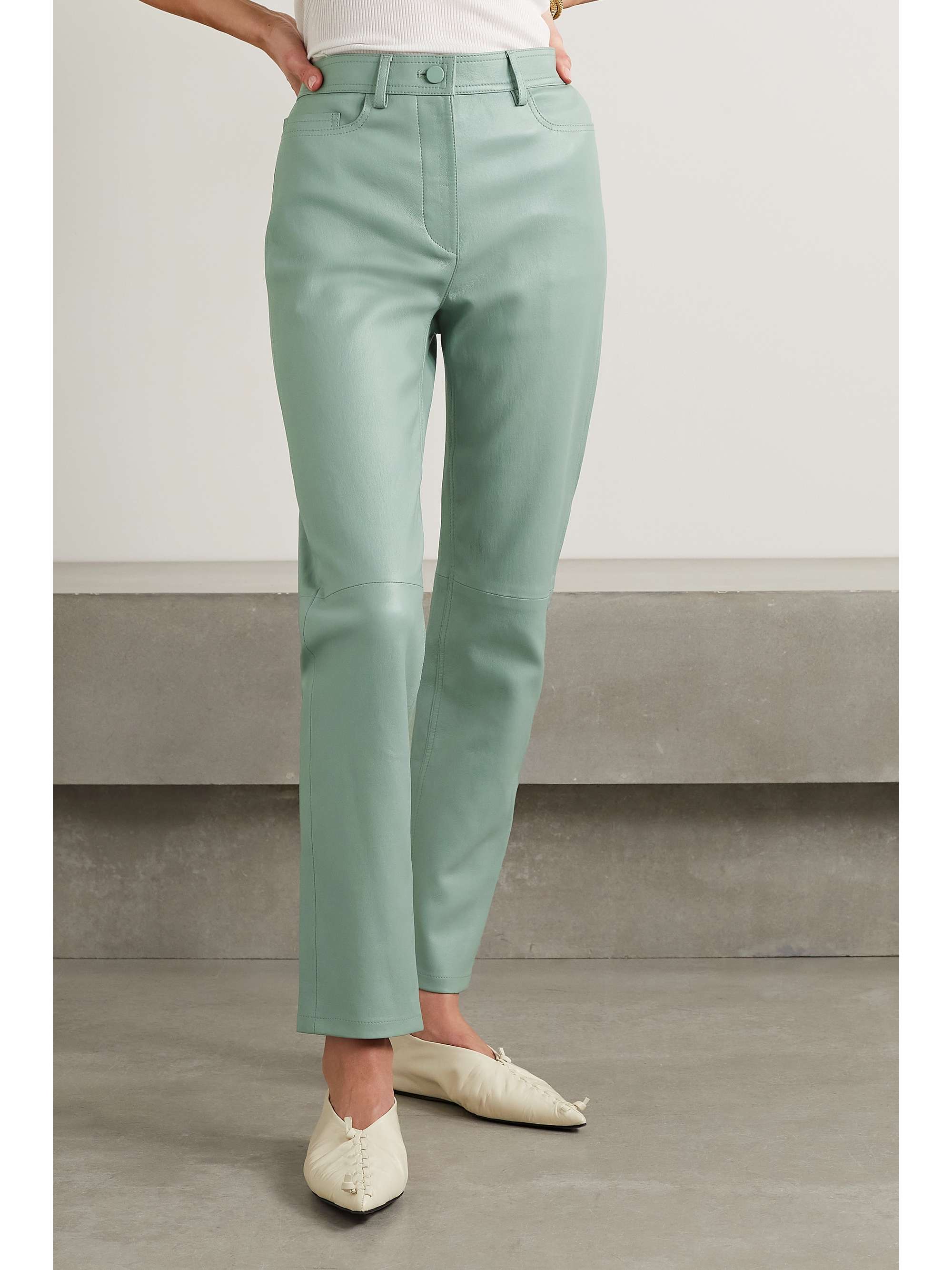 JOSEPH Teddy cropped paneled leather slim-leg pants