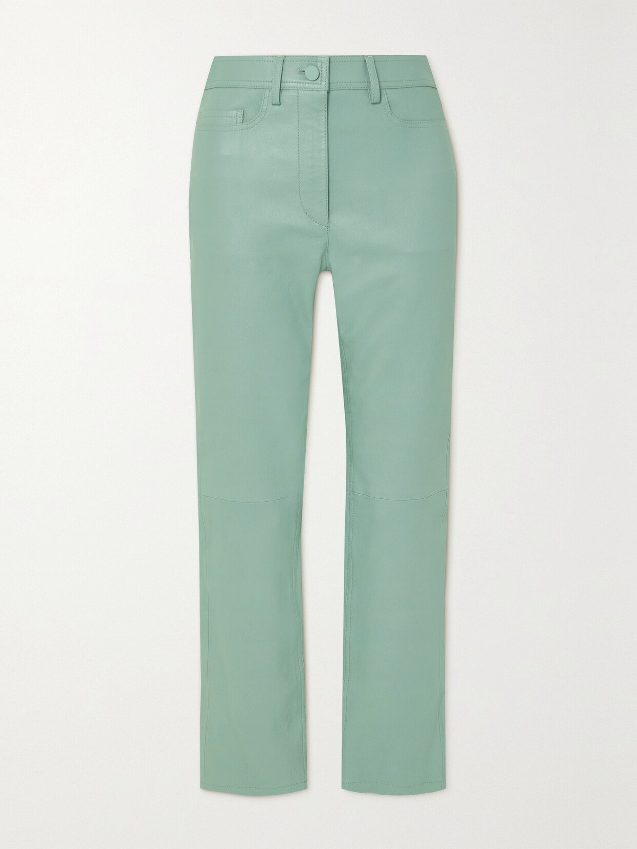 Joseph - Teddy Cropped Paneled Leather Slim-leg Pants - Green