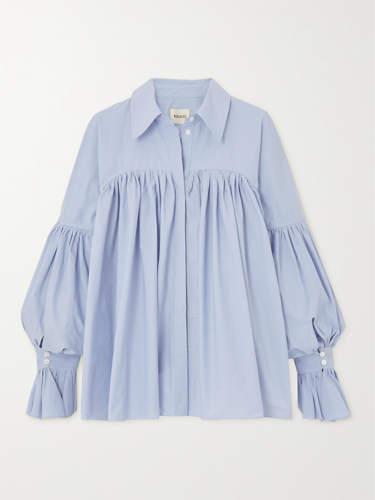 Khaite - Collie Ruffled Cotton-poplin Shirt - Blue