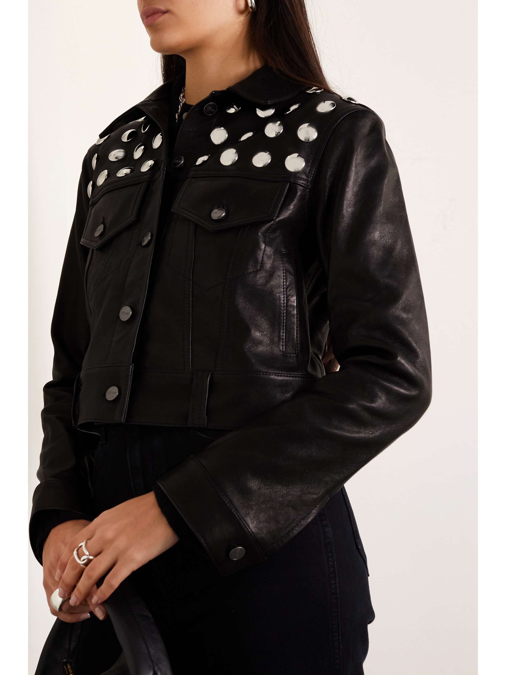 KHAITE Rizzo Jacke aus strukturiertem Leder mit Nieten