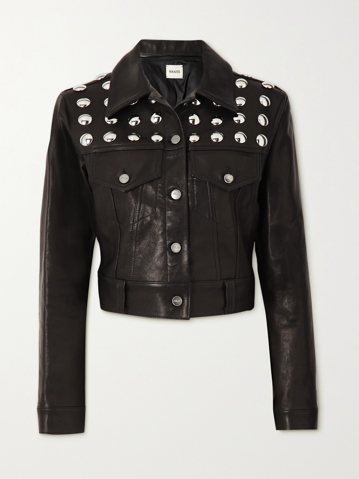 Khaite Rizzo Studded Textured-leather Jacket In Black