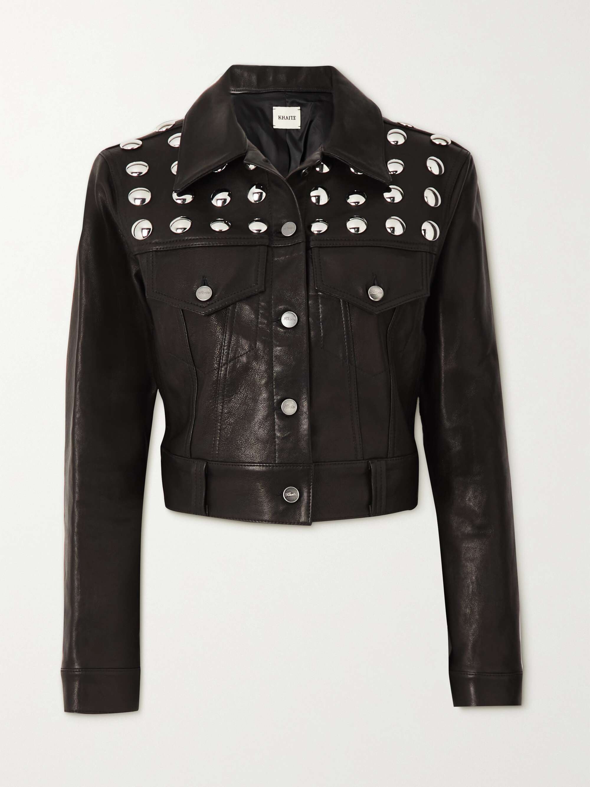 KHAITE Rizzo studded textured-leather jacket | NET-A-PORTER