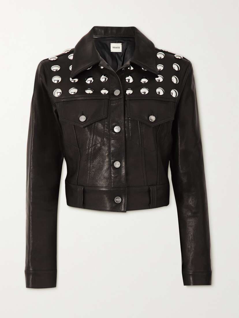 Khaite Rizzo Studded Textured-leather Jacket