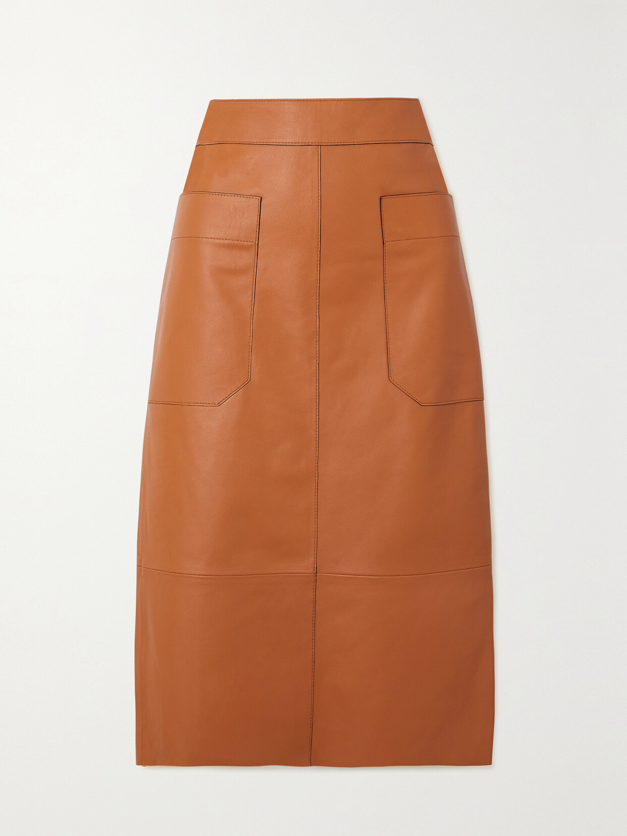 Joseph - Blomfield Paneled Leather Midi Skirt - Orange