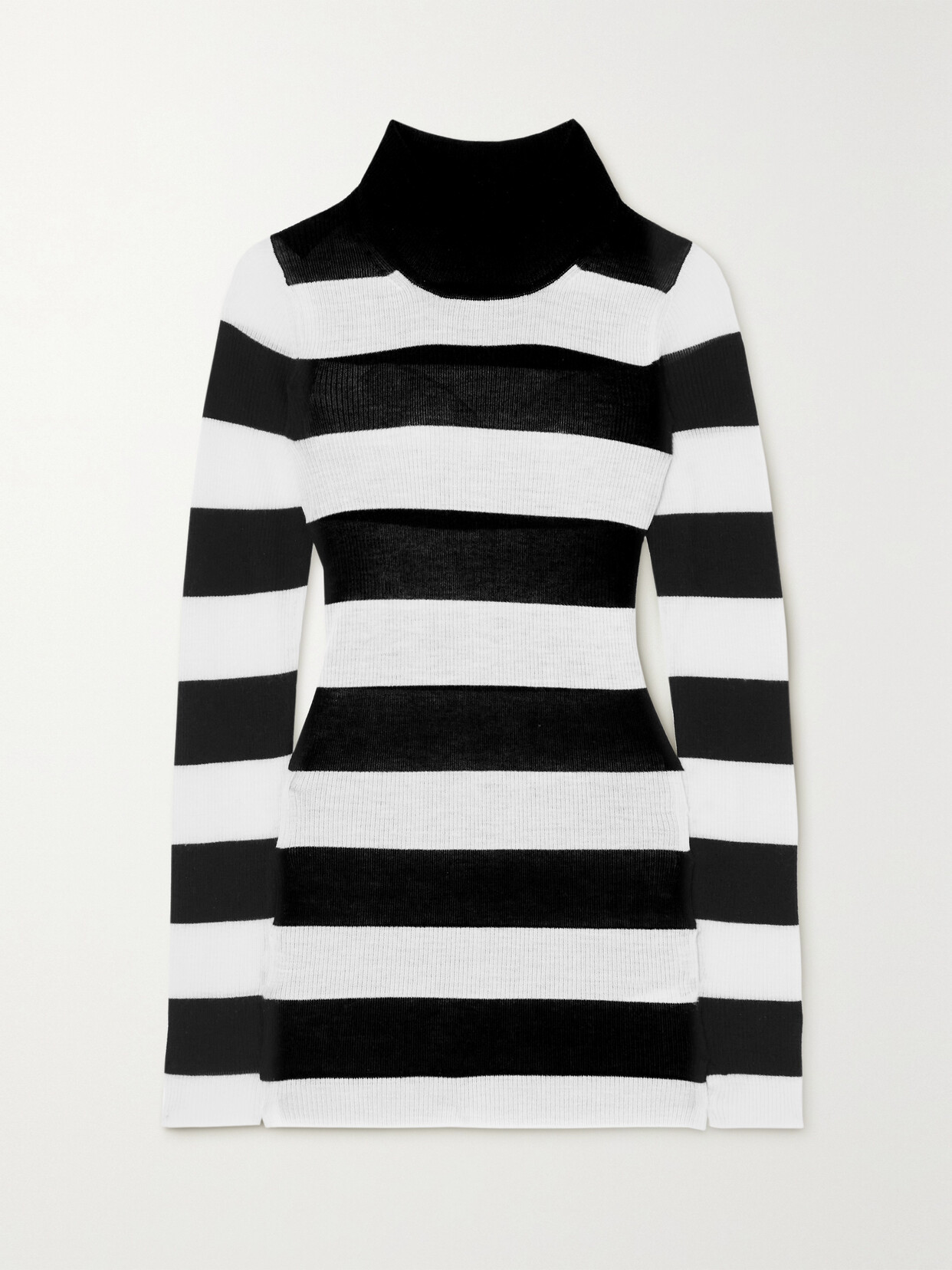 Joseph - Striped Ribbed Cashmere Top - Black