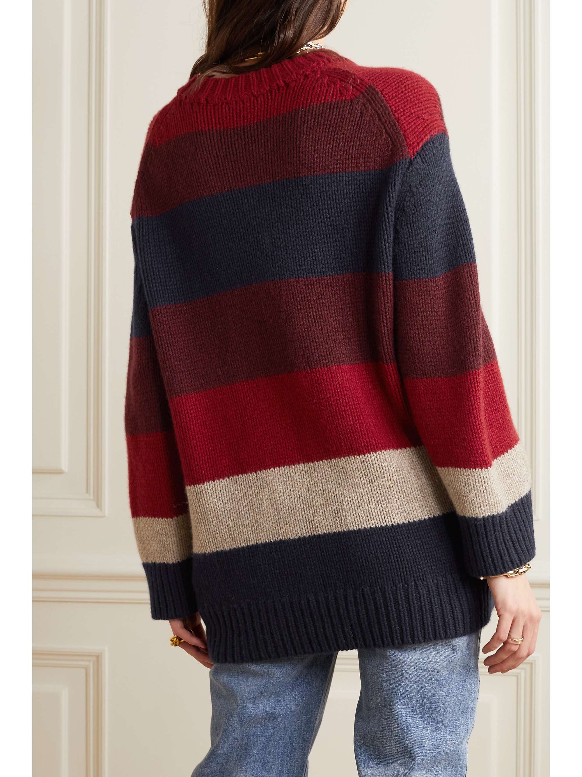 KHAITE Jade gestreifter Oversized-Kaschmirpullover