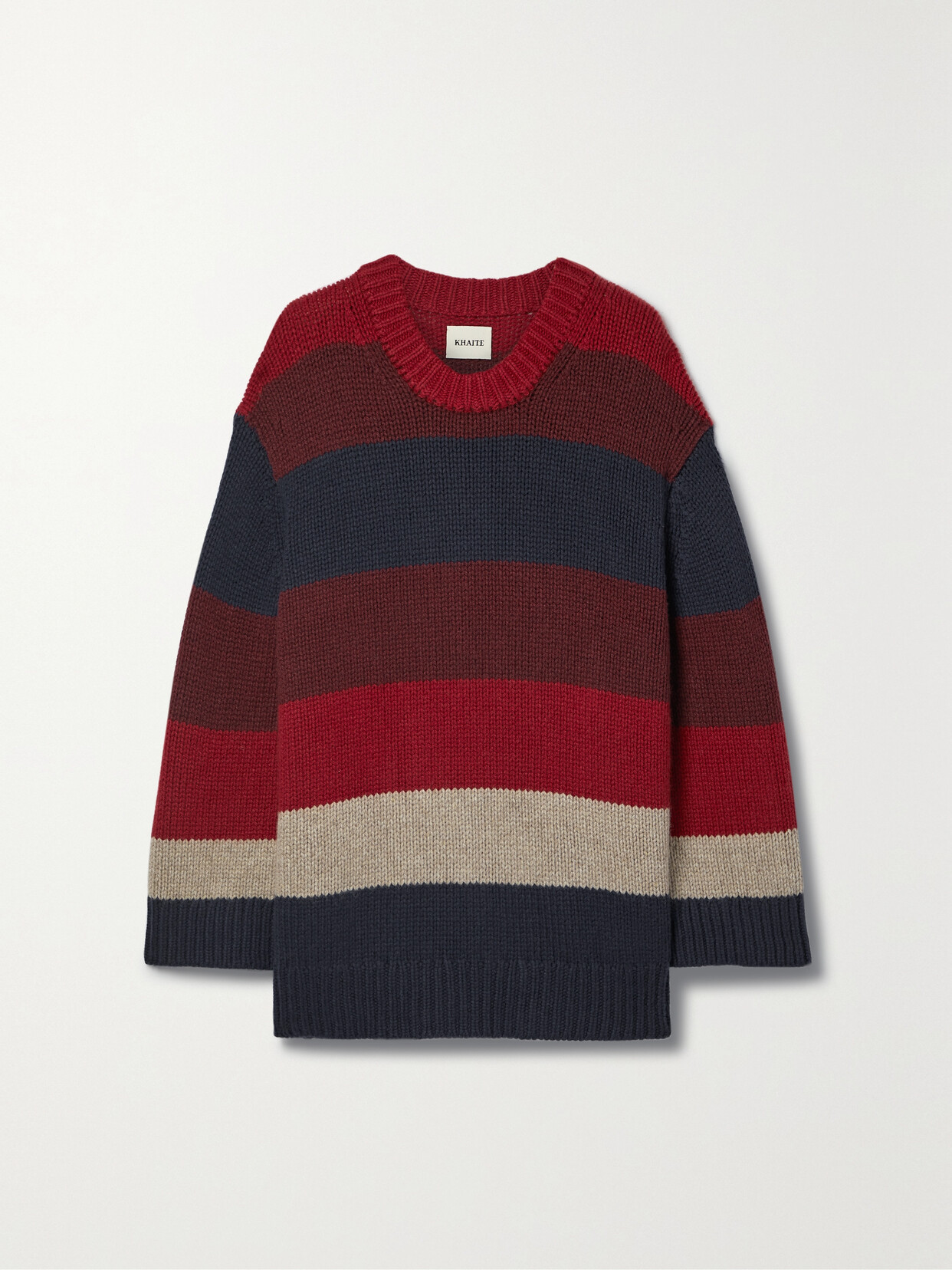 Khaite - Jade Oversized Striped Cashmere Sweater - Red