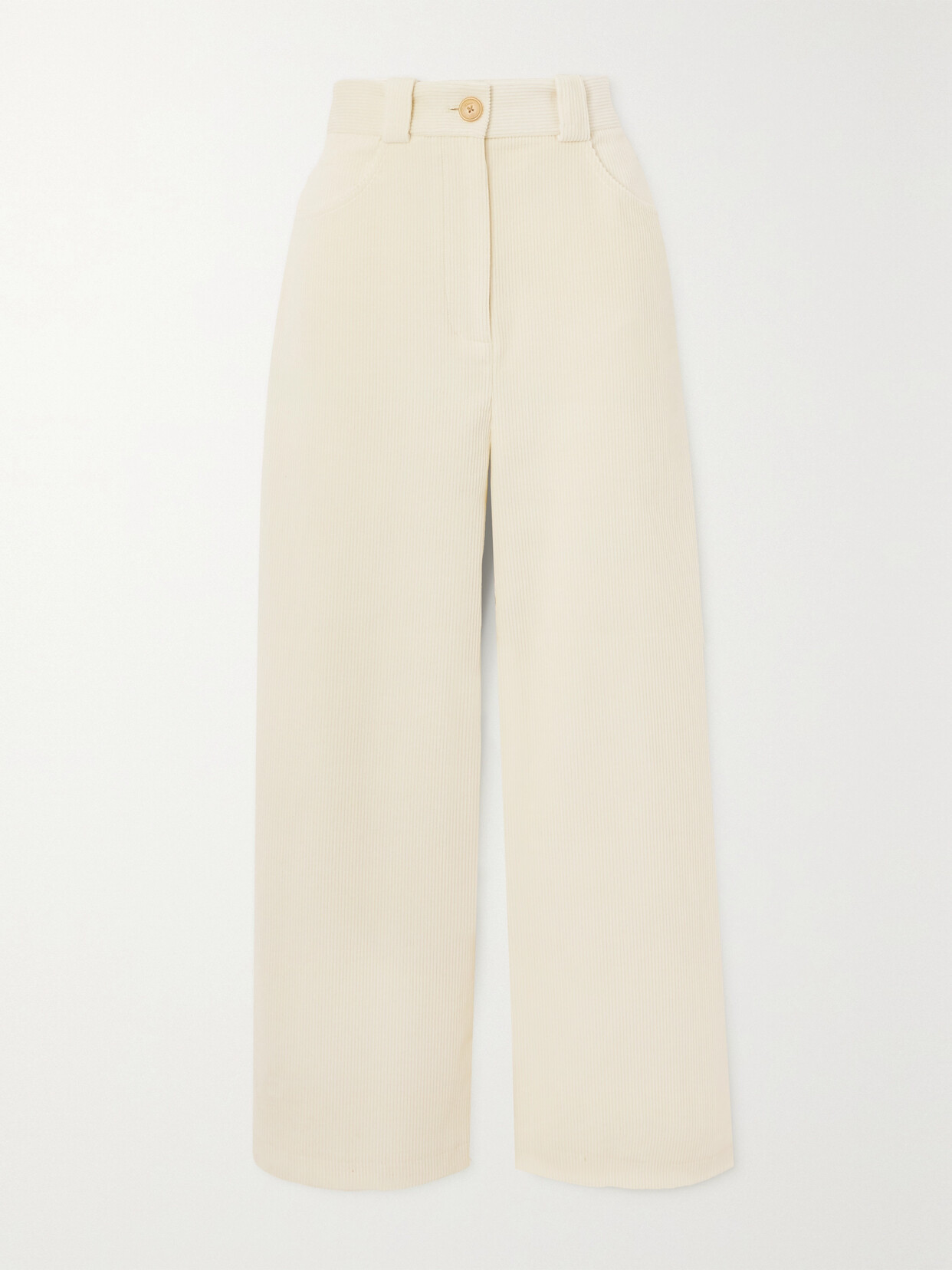 Khaite - Rapton Cotton-corduroy Wide-leg Pants - Off-white