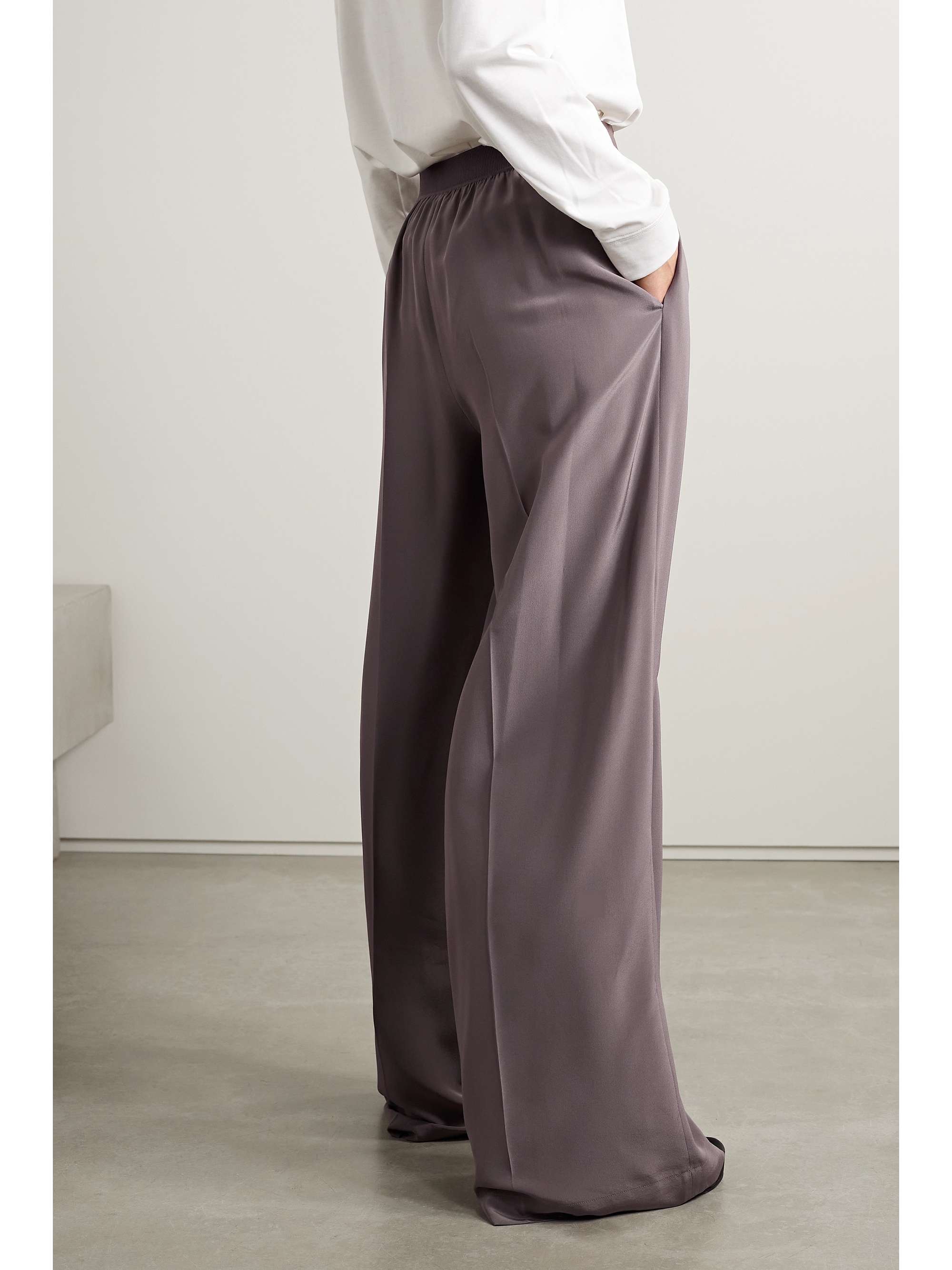 Brown Hulin pleated silk wideleg pants JOSEPH NETAPORTER