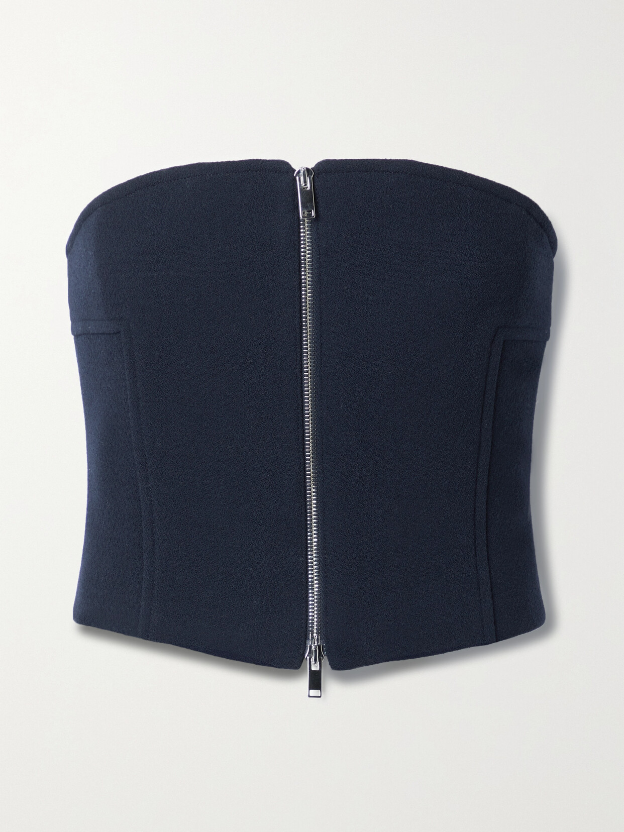 Khaite Ira Strapless Wool-crepe Bustier Top In 319 Midnight