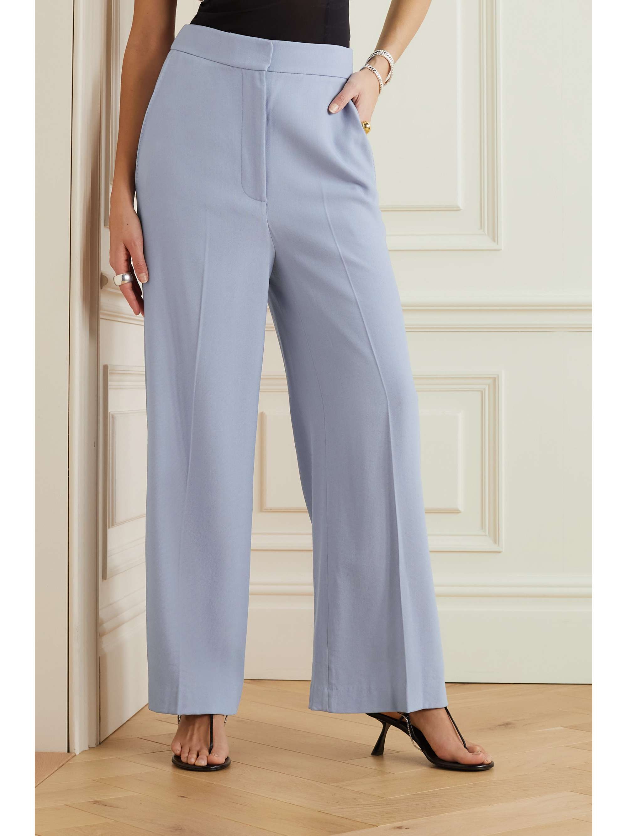 KHAITE Strannly Hose mit weitem Bein aus einer Wollmischung