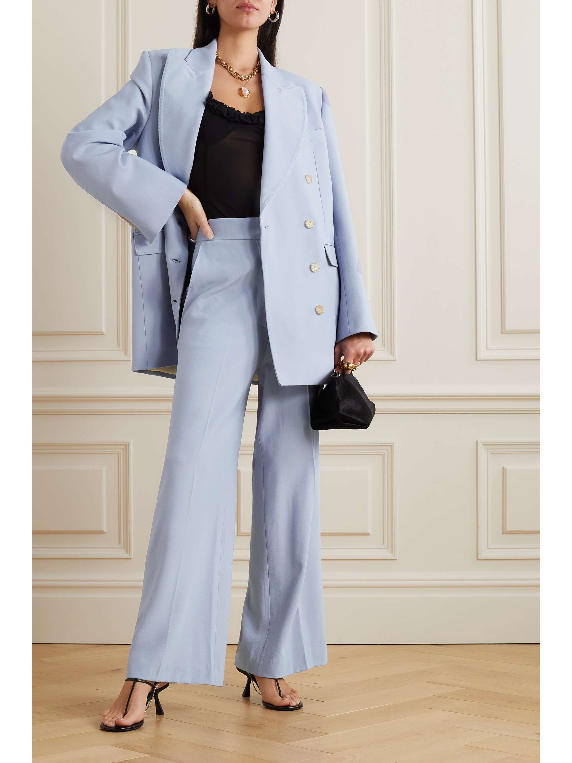 KHAITE Strannly wool blend wide leg pants NET A PORTER