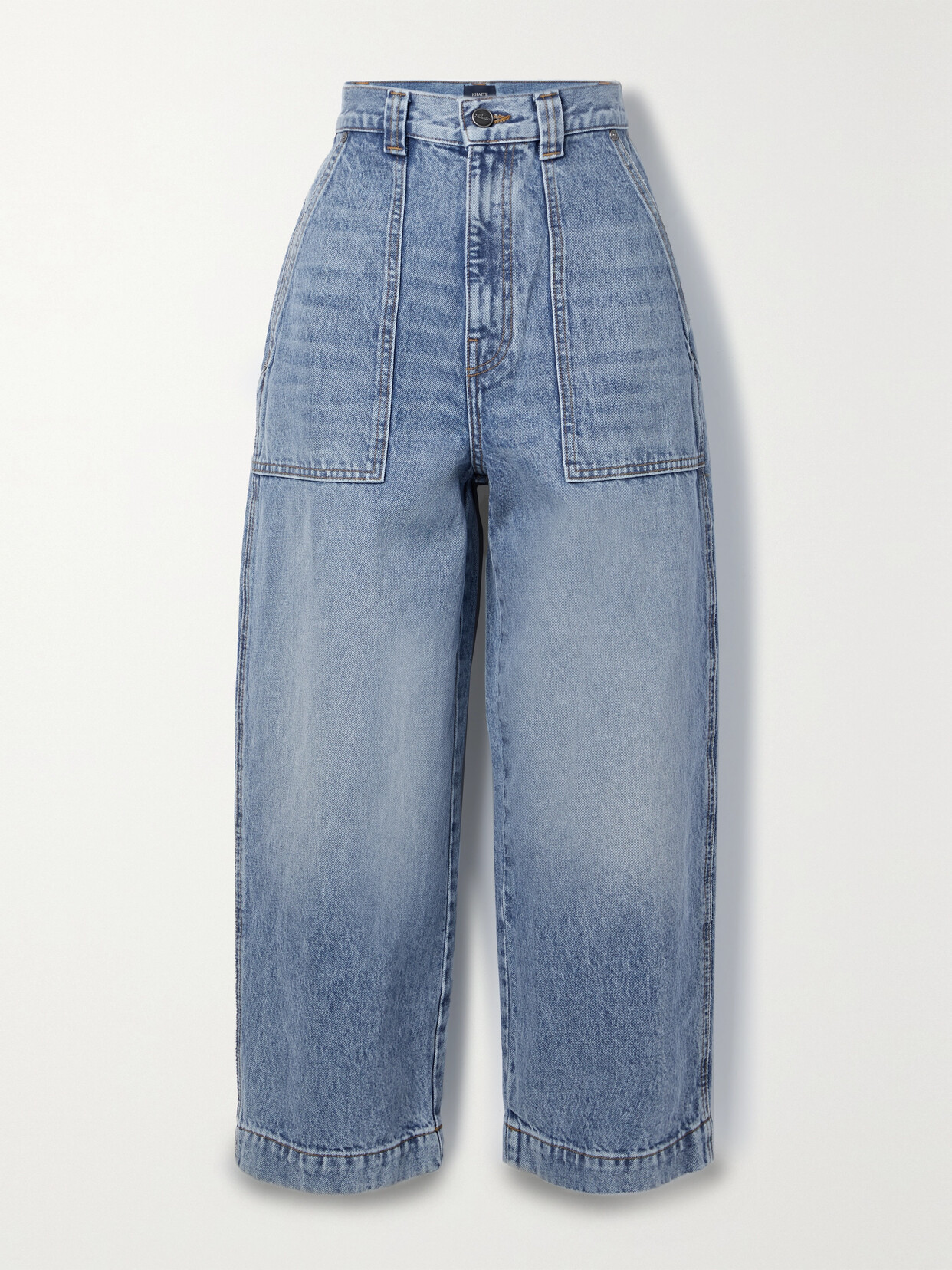 Khaite - Hewey Cropped High-rise Wide-leg Jeans - Blue