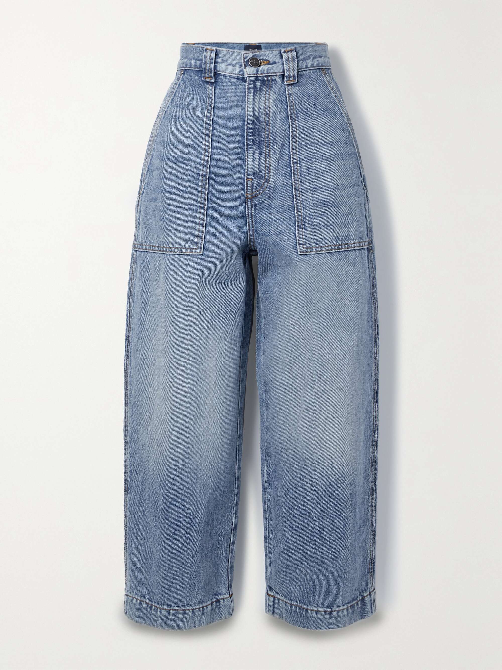 KHAITE Blue Hewey cropped high-rise wide-leg jeans | NET-A-PORTER