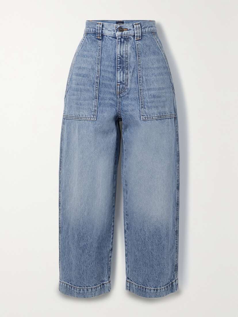 Khaite Hewey Cropped High-rise Wide-leg Jeans