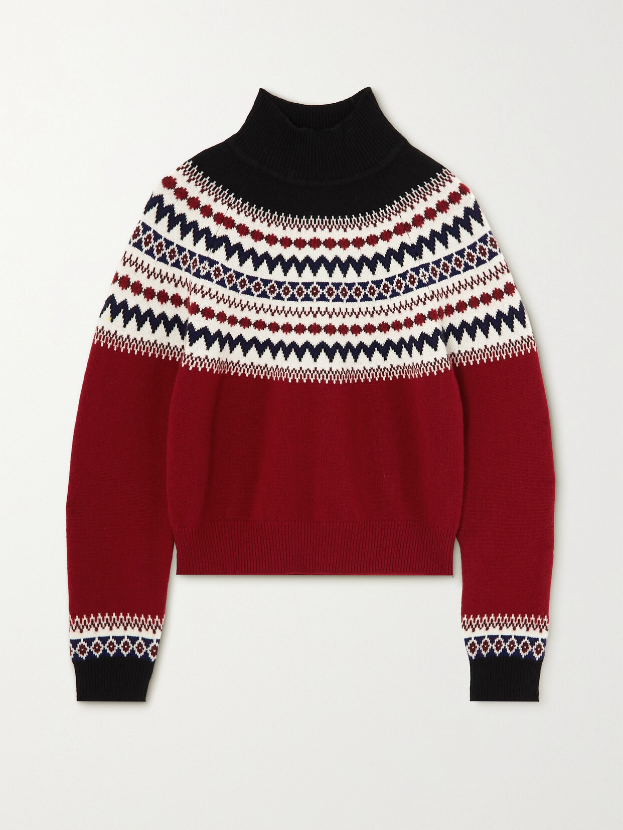 Khaite - Denali Fair Isle Cashmere Turtleneck Sweater - Red