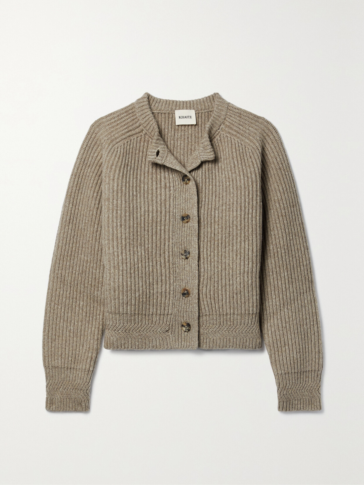 Khaite - Michaela Ribbed Cashmere Cardigan - Neutrals