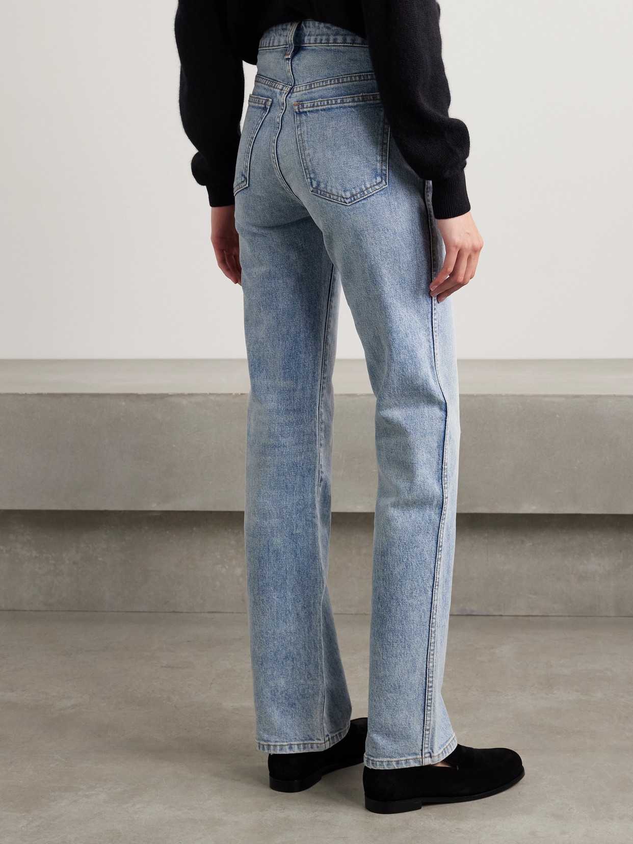 Khaite Martin Distressed Rigid High-rise Straight-leg Jeans In Blue